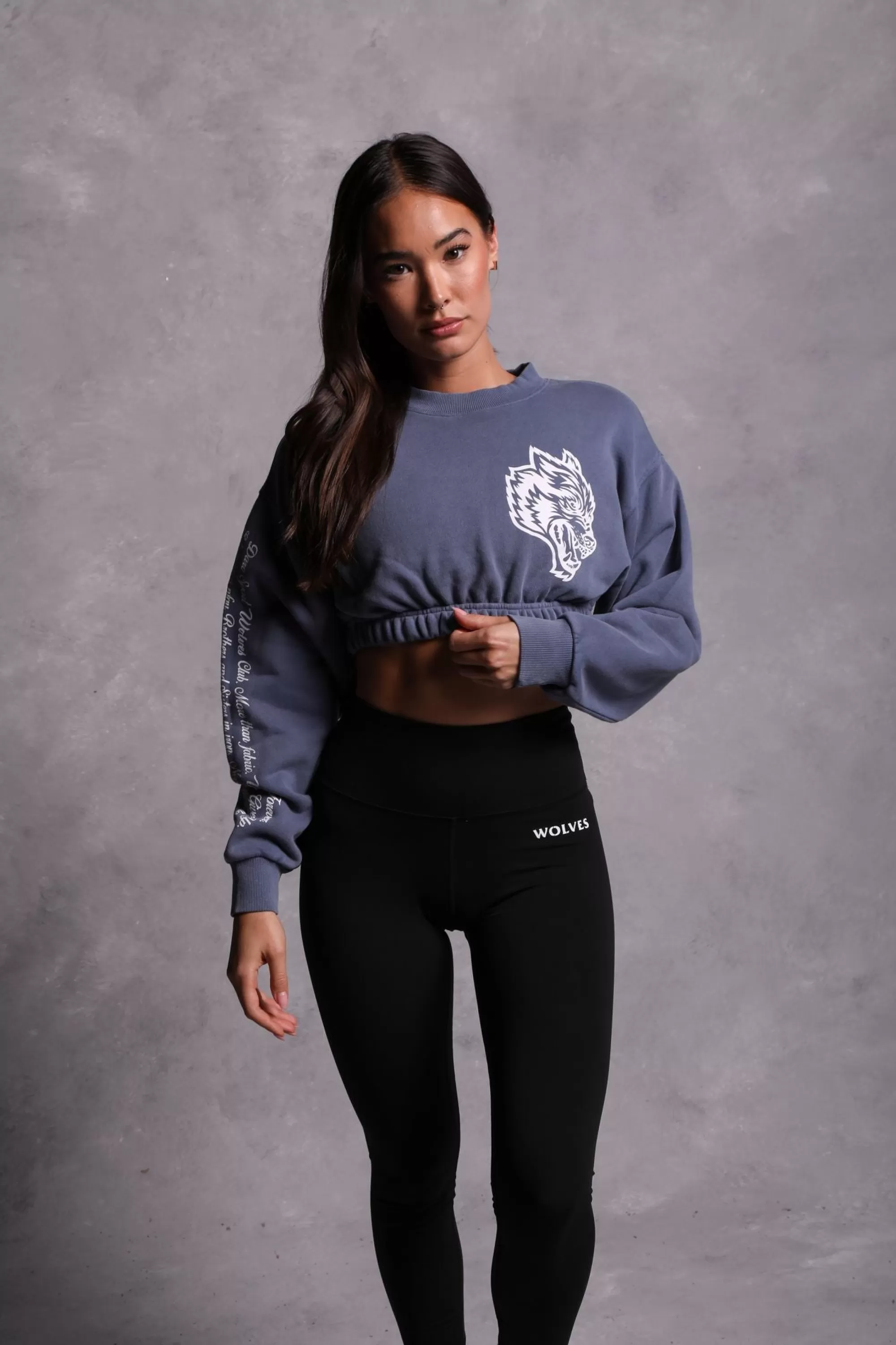 Fashion In Our Heart "Vintage Gwen" (Cropped) Crewneck In Norse Blue Women Tops