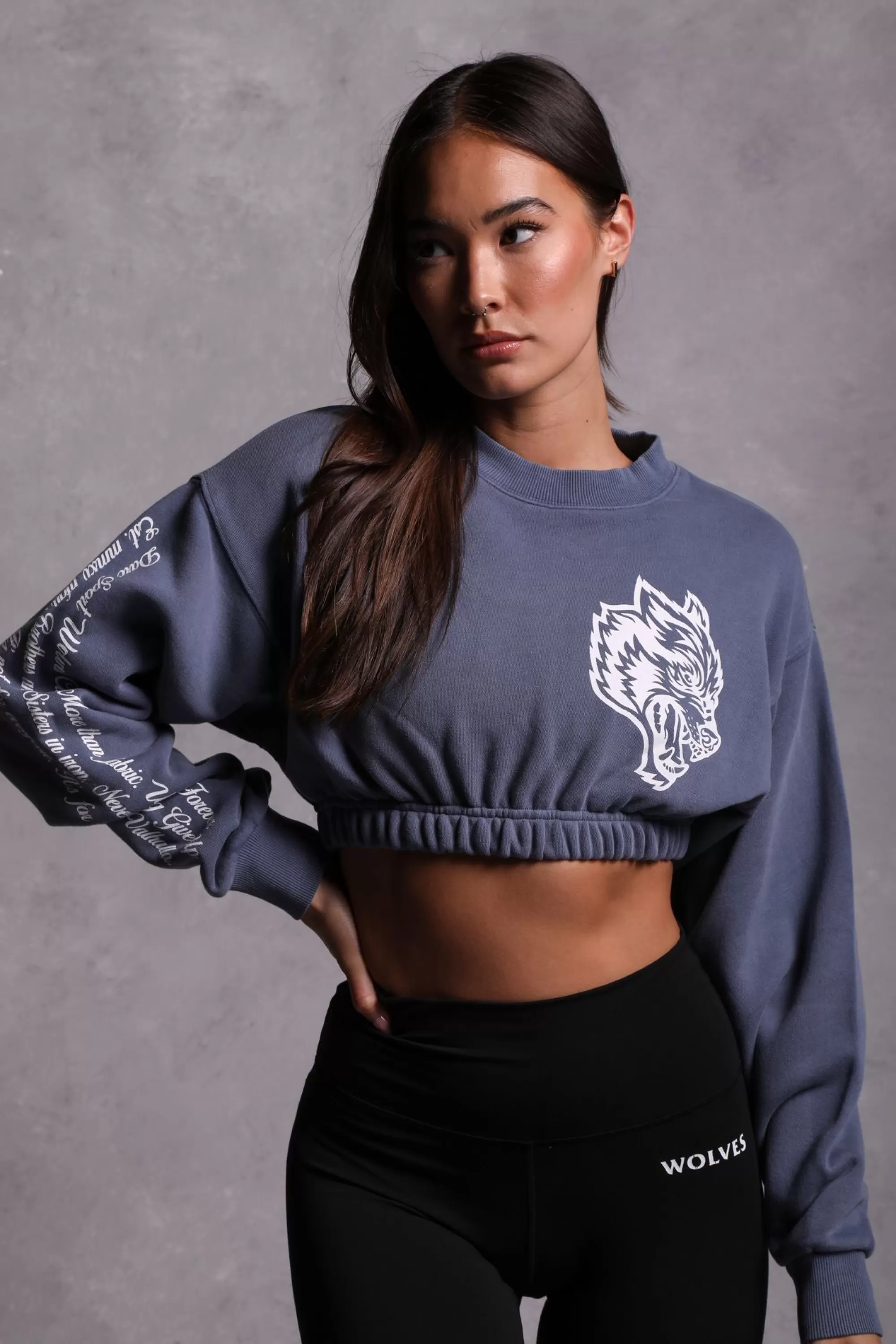 Fashion In Our Heart "Vintage Gwen" (Cropped) Crewneck In Norse Blue Women Tops