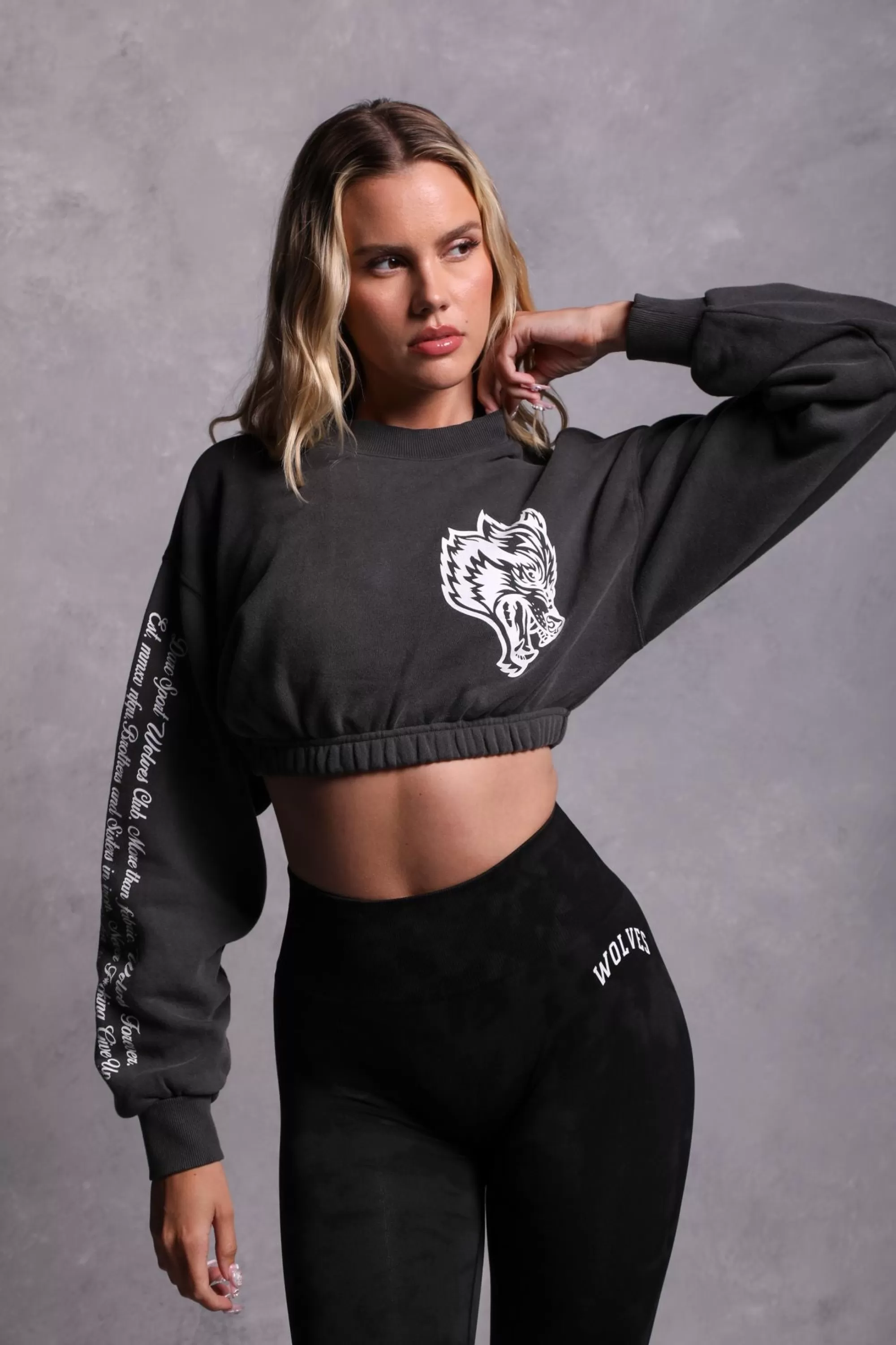 Best Sale In Our Heart "Vintage Gwen" (Cropped) Crewneck In Wolf Gray Women Tops