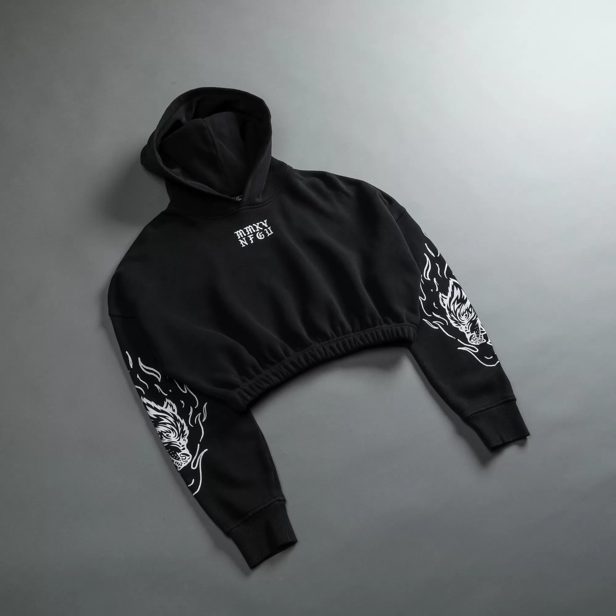 Outlet In The Fire "Vintage Mccauley" (Cropped) Hoodie In Black Women Tops