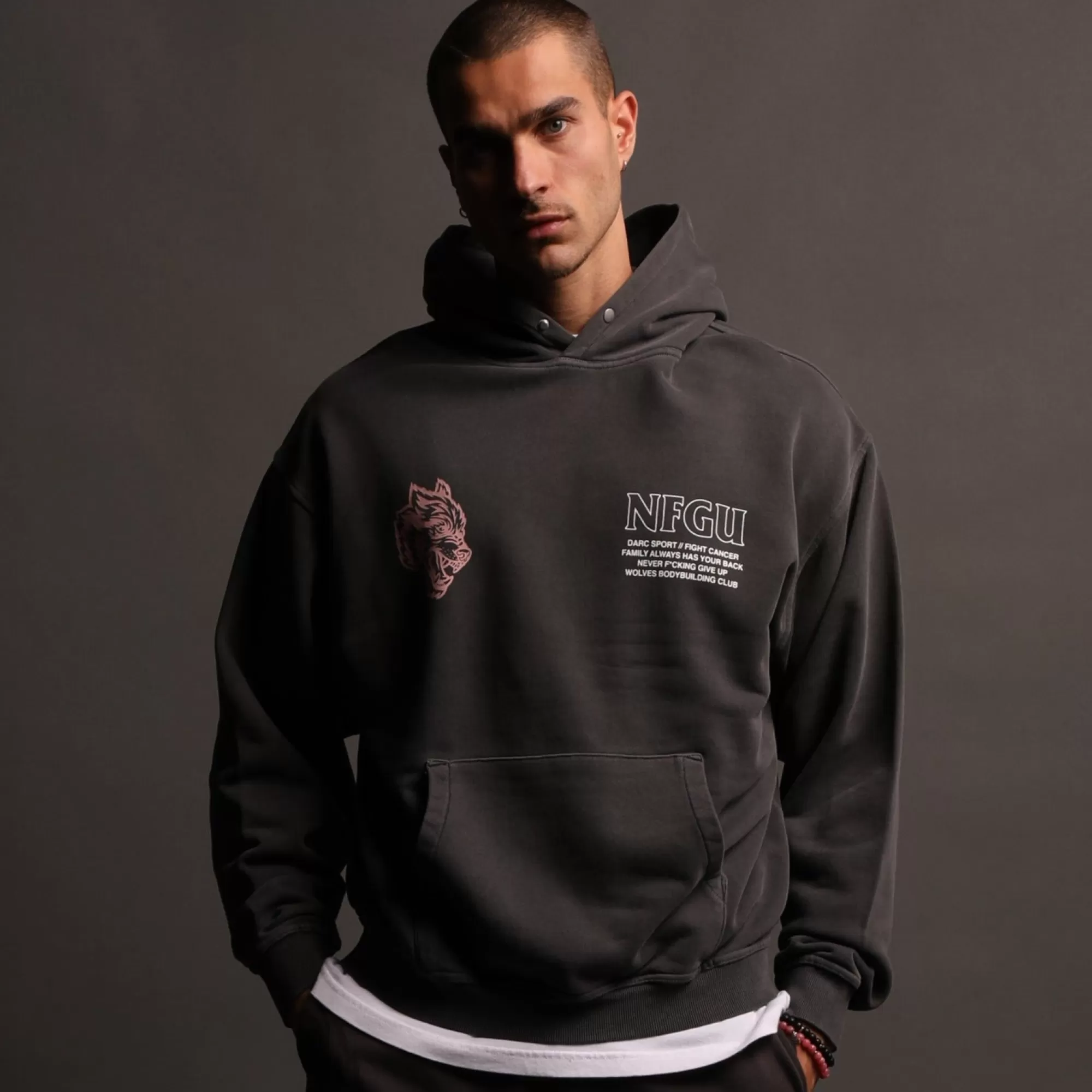 Flash Sale Keep Fighting "Pierce" Hoodie In Wolf Gray Men Pierce Hoodies