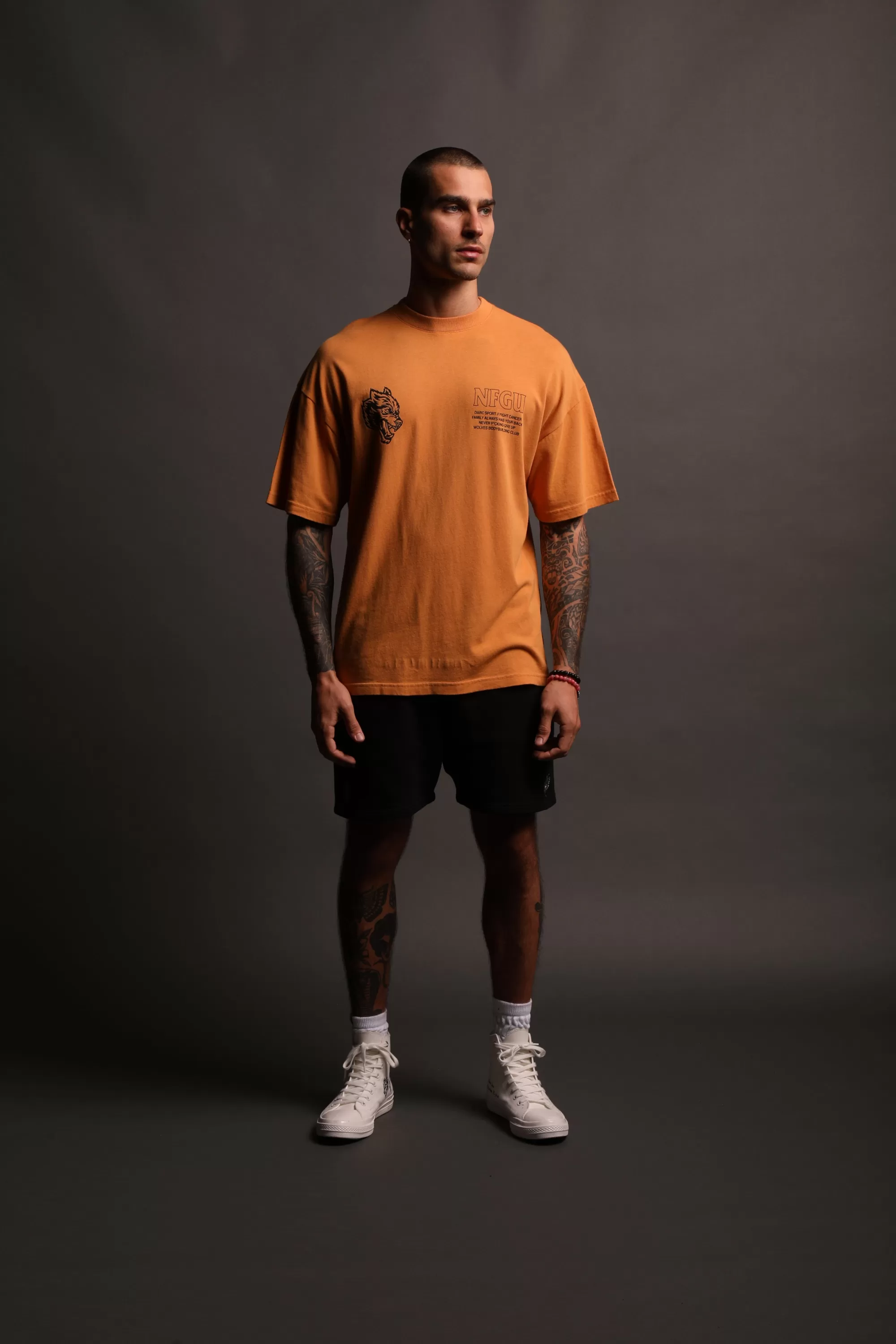 New Keep Fighting "Premium" Oversized Tee In Vintage Gold Men Premium/Oversized Tees