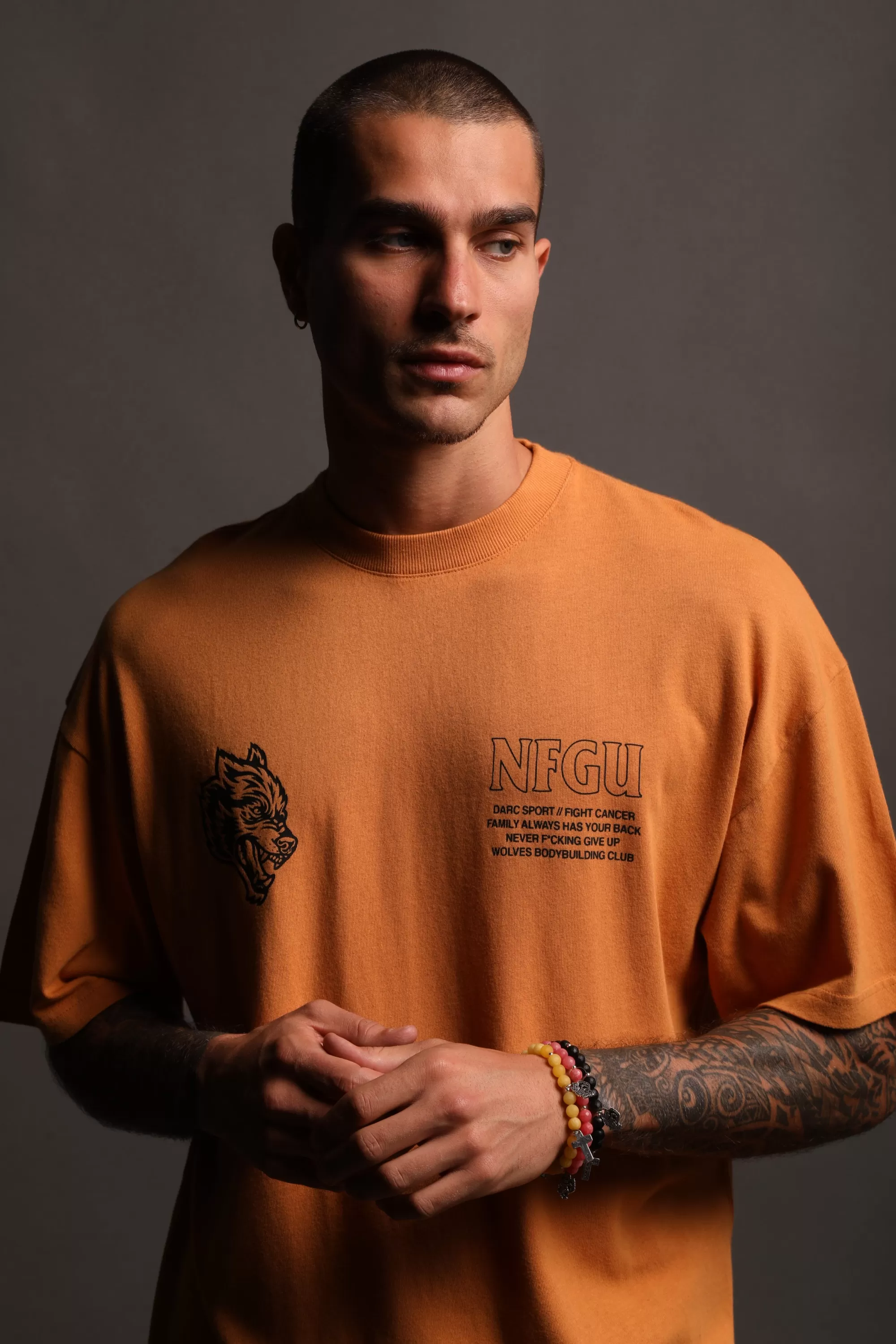 New Keep Fighting "Premium" Oversized Tee In Vintage Gold Men Premium/Oversized Tees