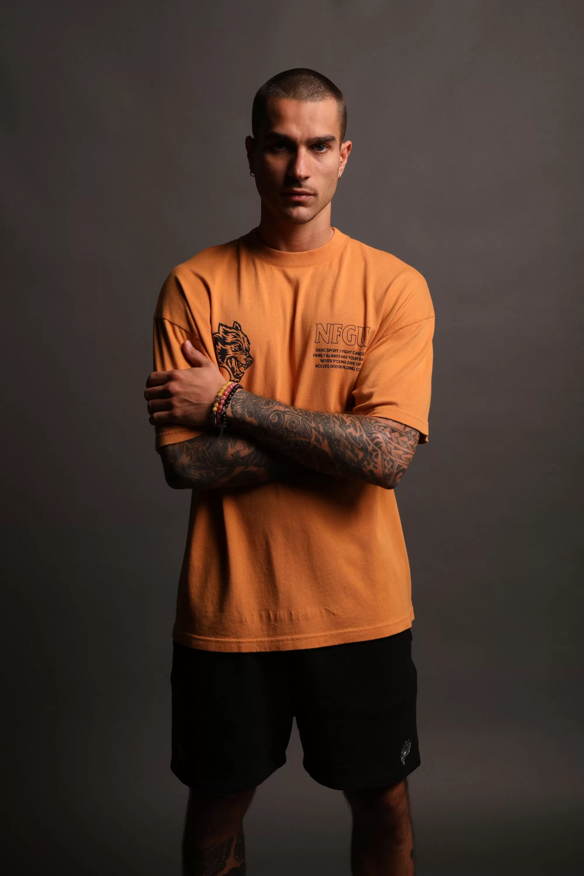 New Keep Fighting "Premium" Oversized Tee In Vintage Gold Men Premium/Oversized Tees
