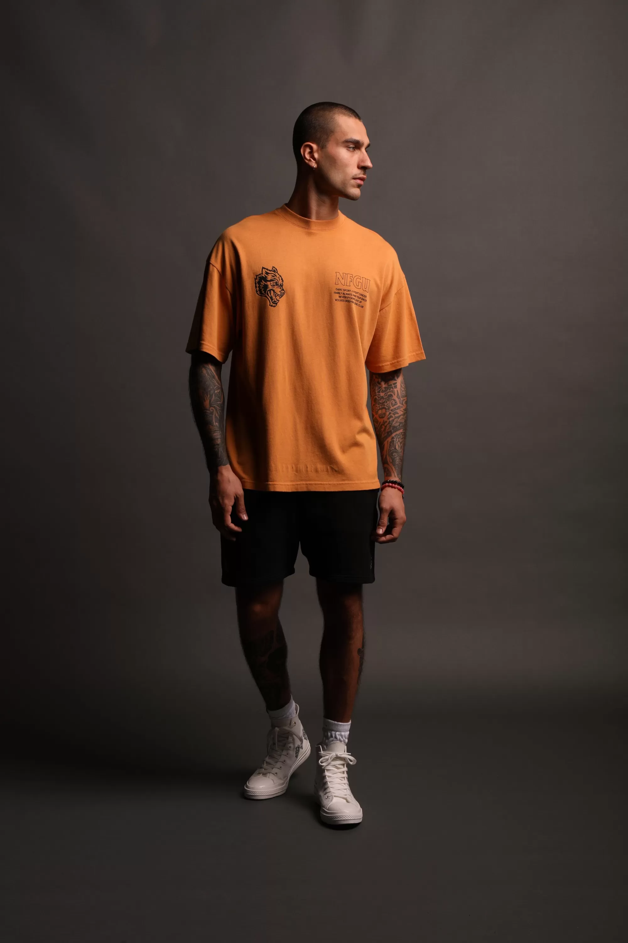 New Keep Fighting "Premium" Oversized Tee In Vintage Gold Men Premium/Oversized Tees