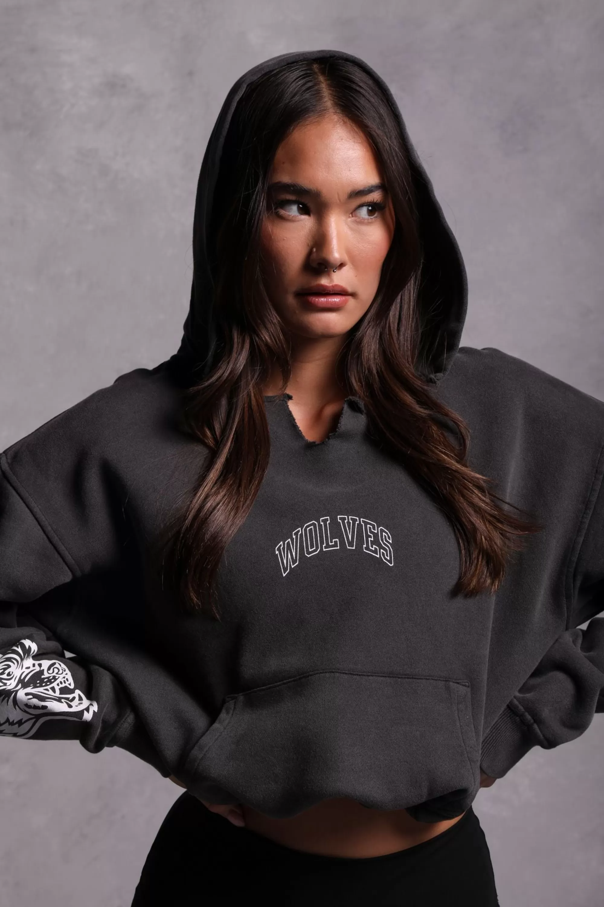 Cheap Loyalty "Vintage Dempsey" (Cropped) Hoodie In Wolf Gray Women Tops