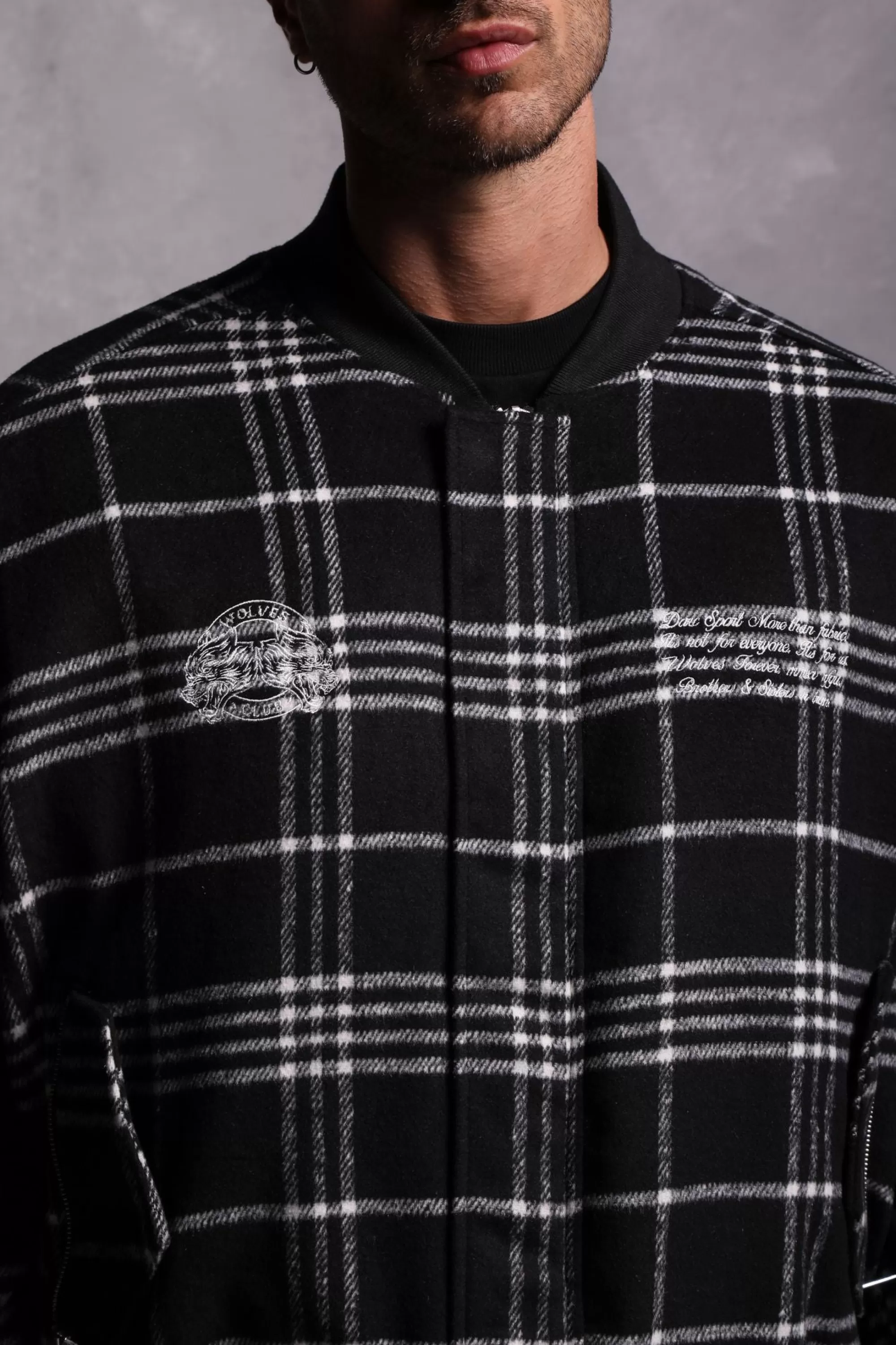 Cheap Marked Vicious Plaid Bomber Jacket In Black Plaid Men Jackets/Outerwear