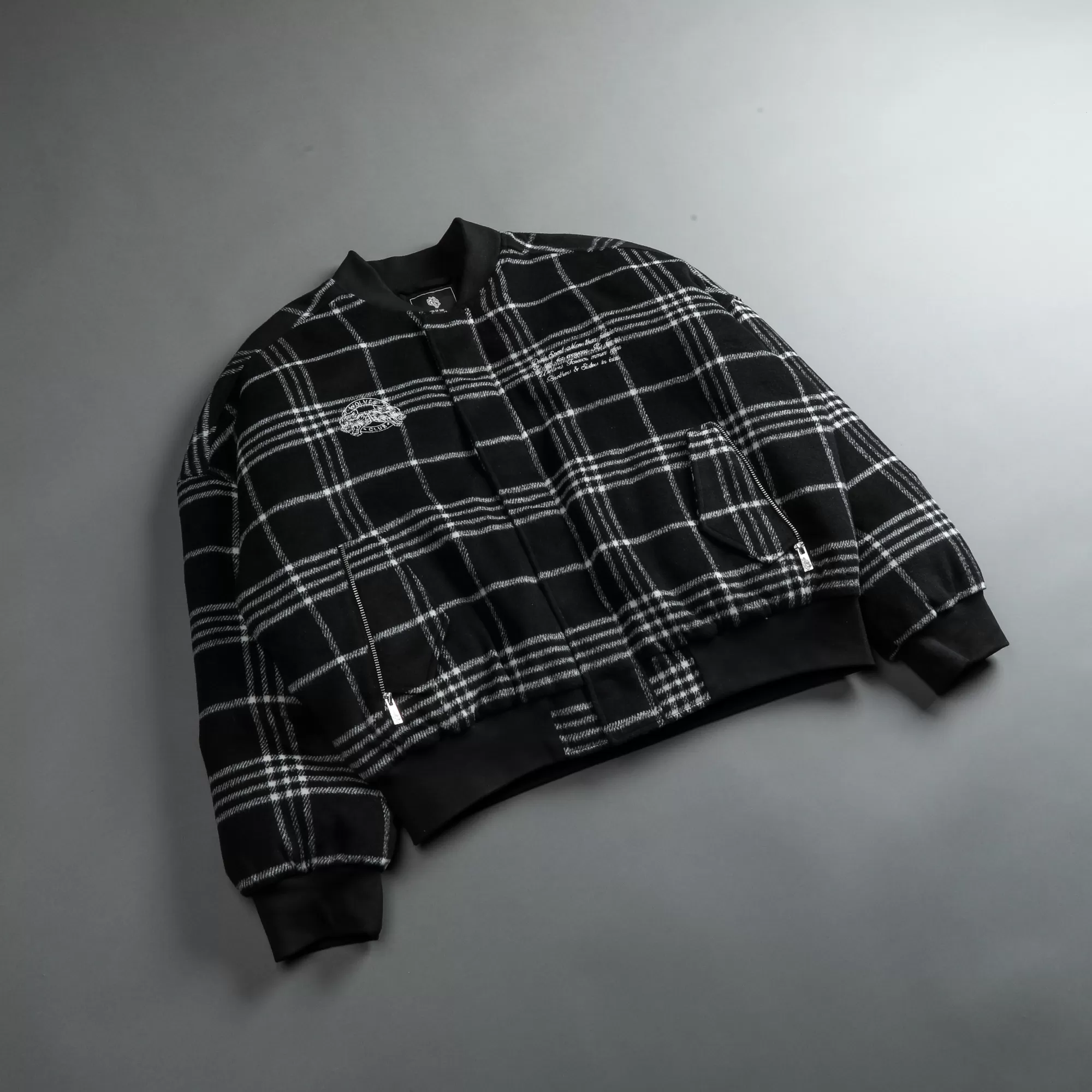 Cheap Marked Vicious Plaid Bomber Jacket In Black Plaid Men Jackets/Outerwear