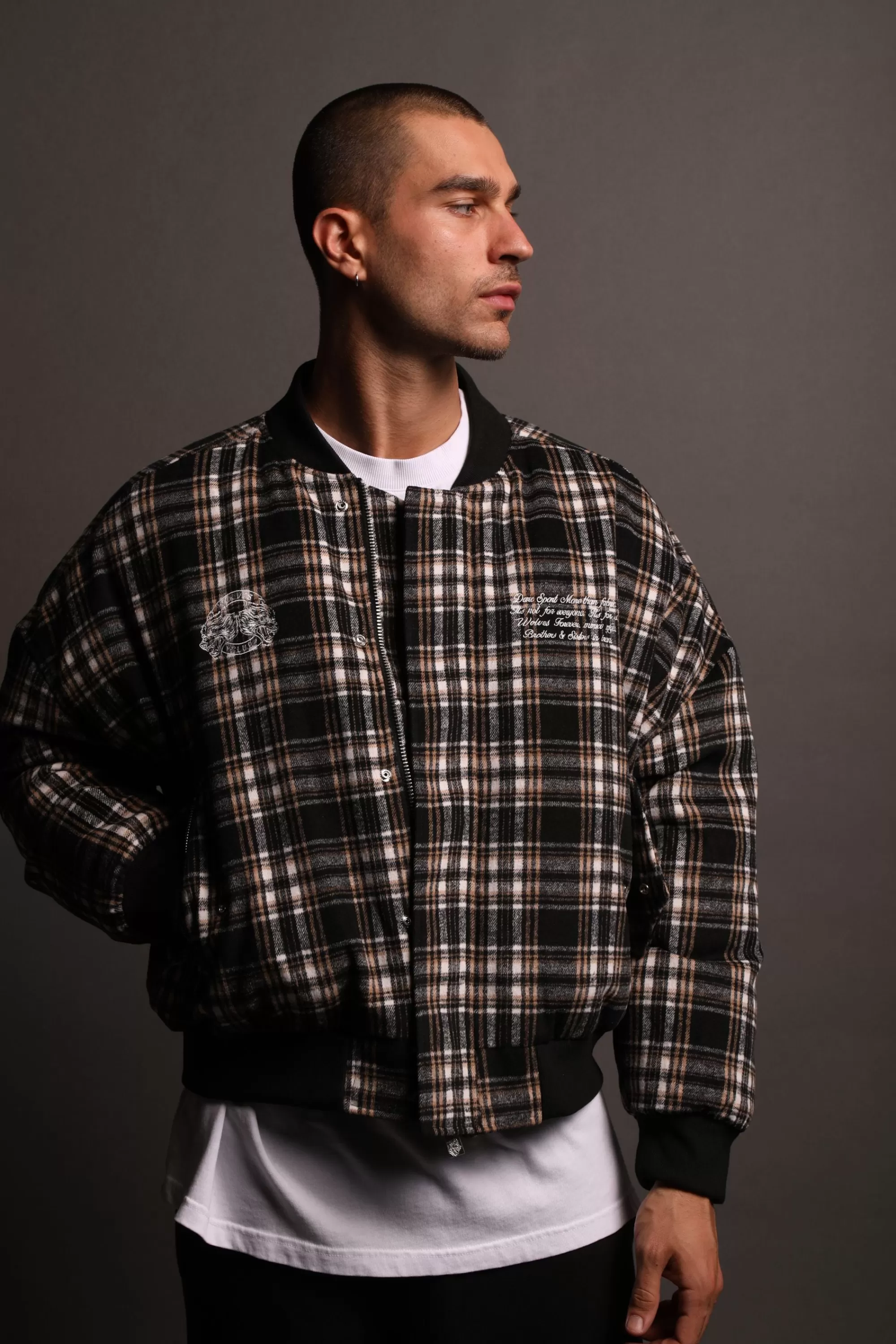 Best Marked Vicious Plaid Bomber Jacket In Black/Brown Plaid Men Jackets/Outerwear