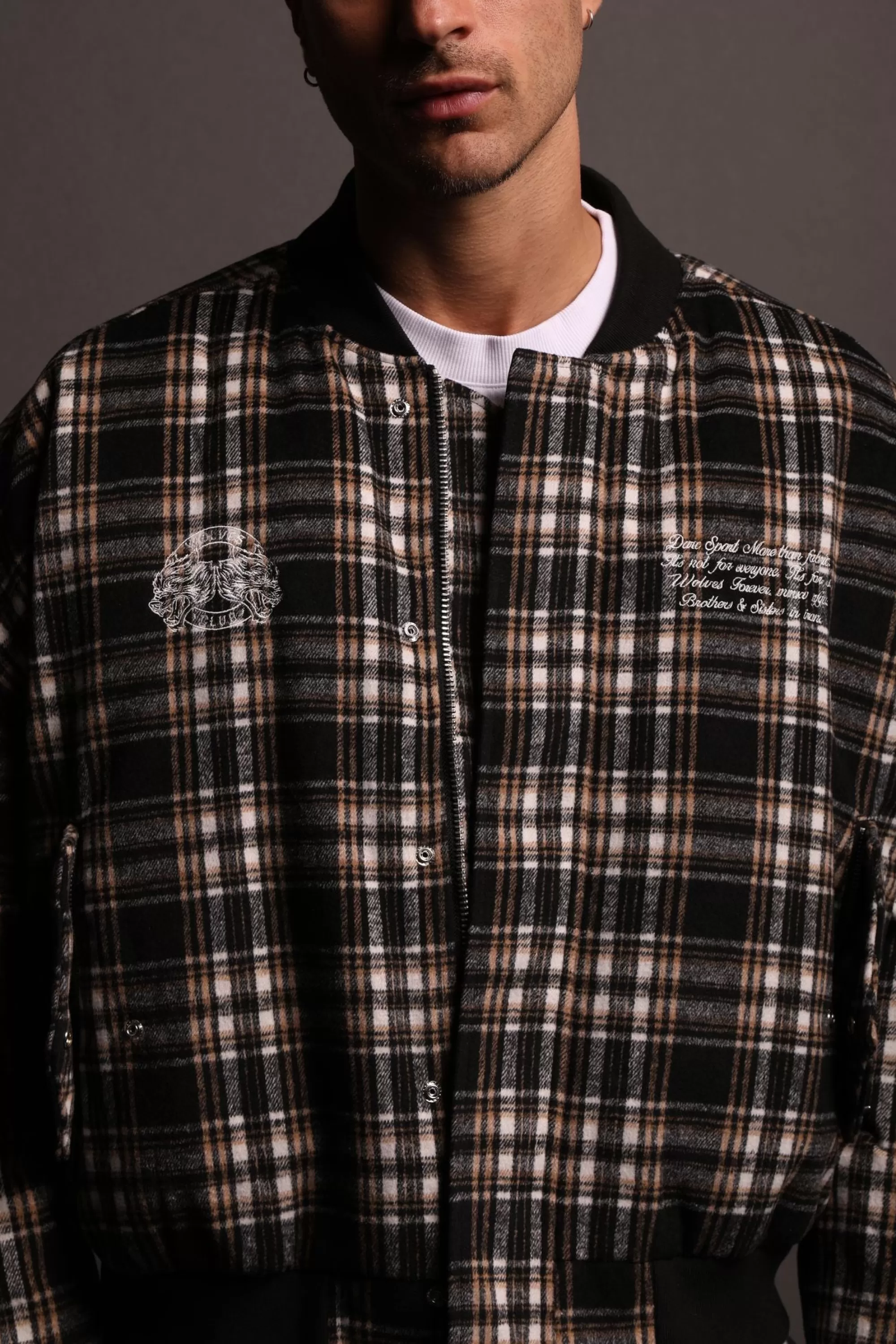 Best Marked Vicious Plaid Bomber Jacket In Black/Brown Plaid Men Jackets/Outerwear