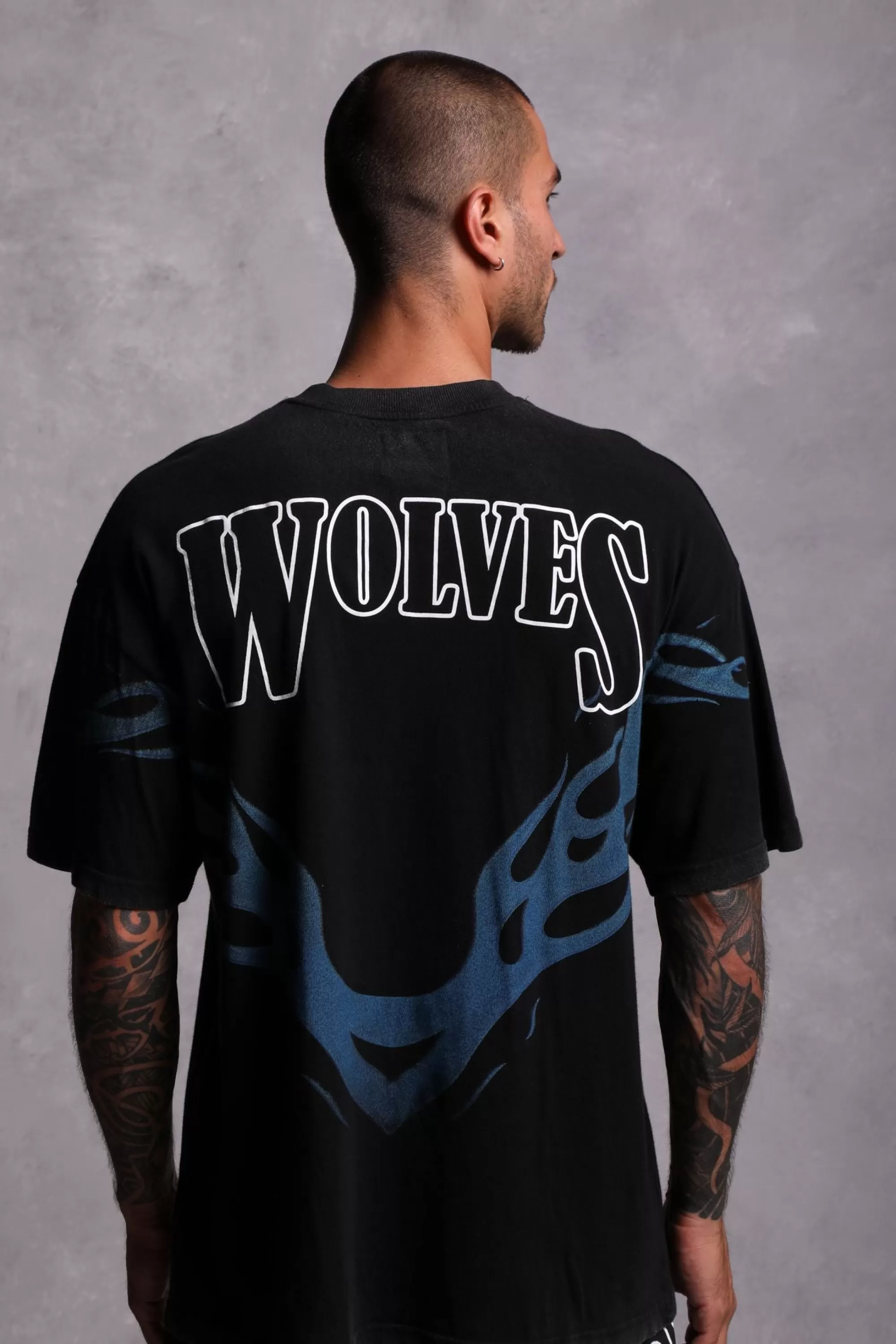 Cheap Moth To A Flame "Premium Vintage" Oversized Unisex Tee In Black/Blue Men Premium/Oversized Tees