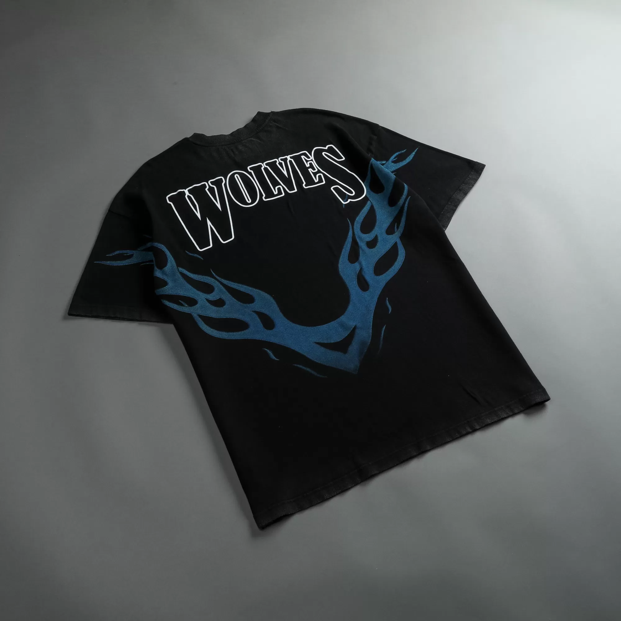 Cheap Moth To A Flame "Premium Vintage" Oversized Unisex Tee In Black/Blue Men Premium/Oversized Tees