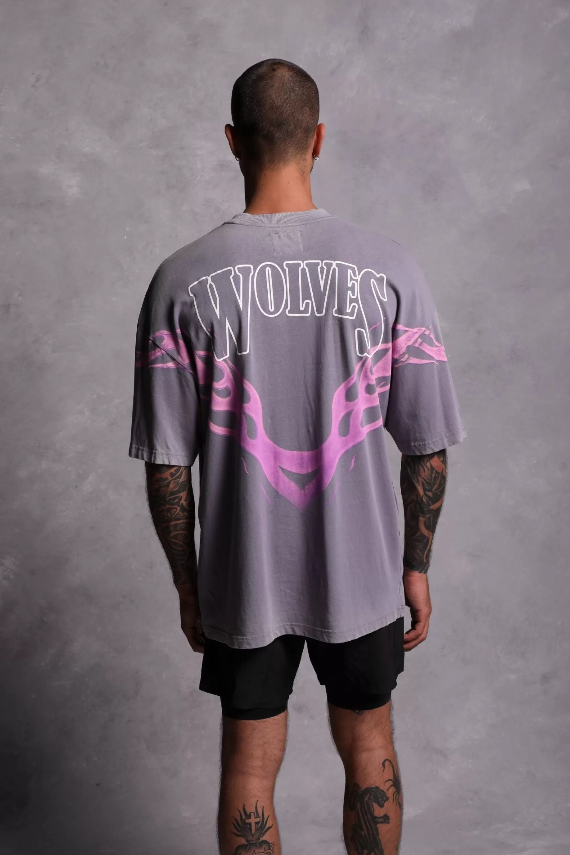 Cheap Moth To A Flame "Premium Vintage" Oversized Unisex Tee In Purple Stone Men Premium/Oversized Tees