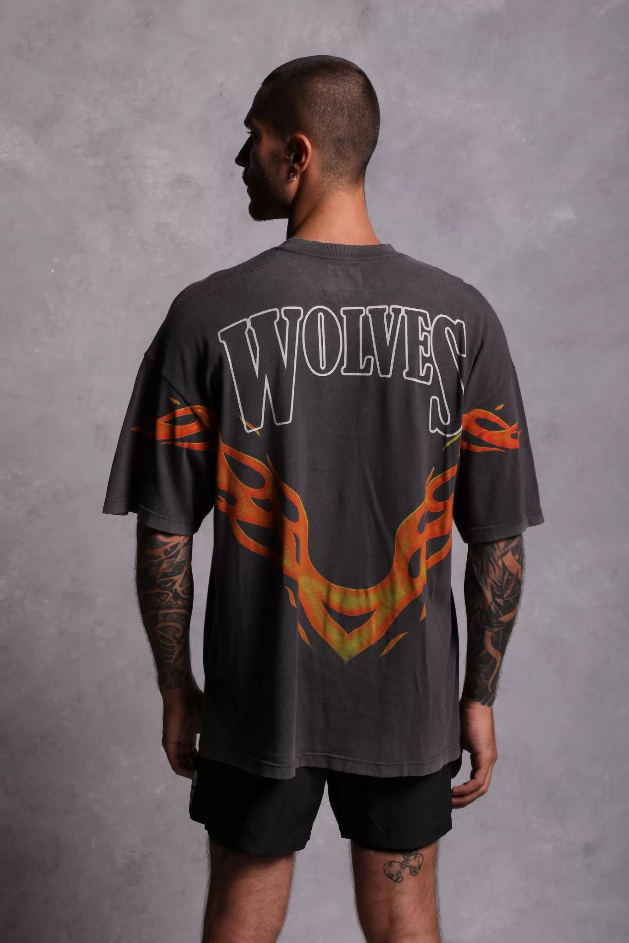 Sale Moth To A Flame "Premium Vintage" Oversized Unisex Tee In Wolf Gray Men Premium/Oversized Tees
