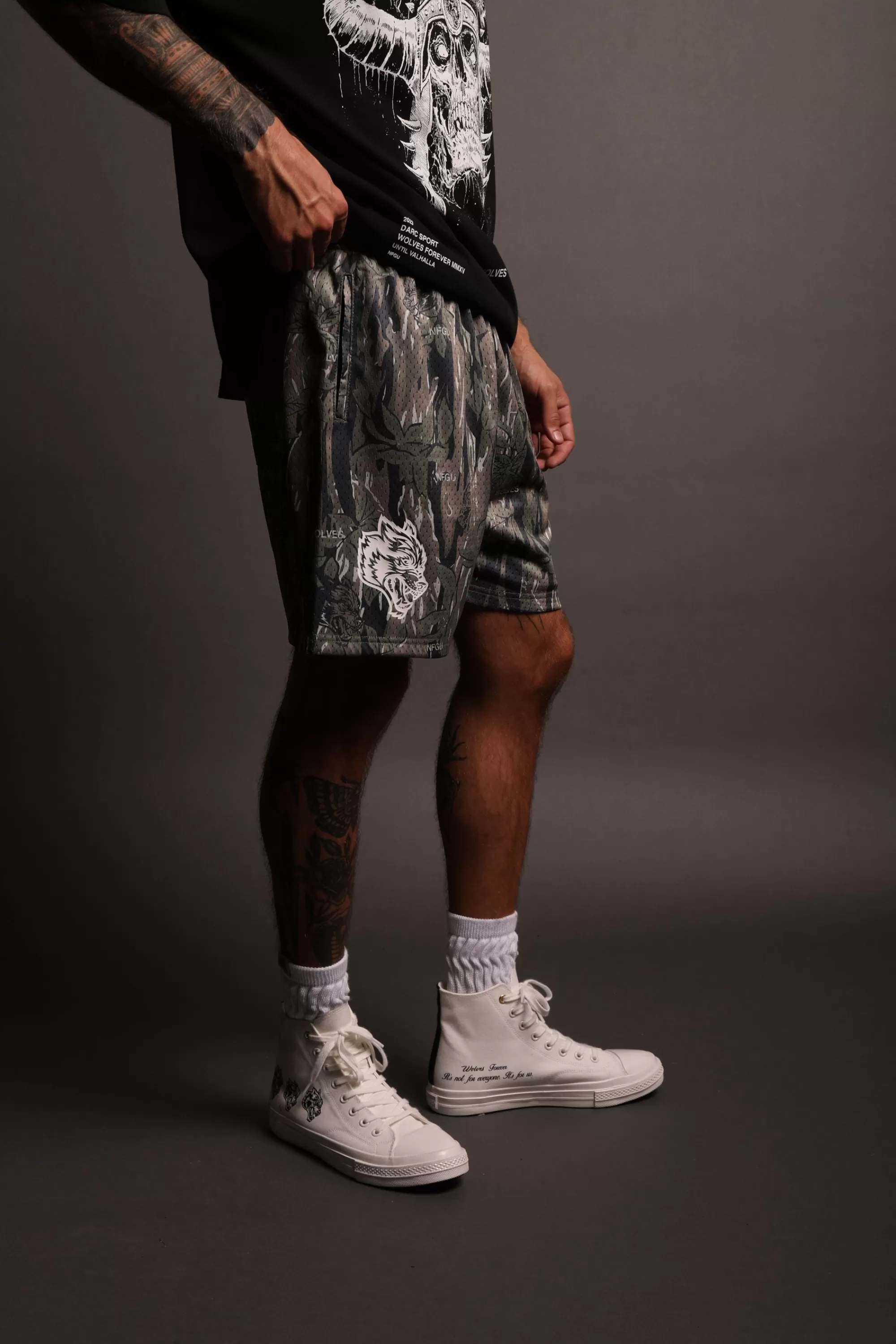 Shop Nfgu Until Valhalla 5" Mesh Shorts In Norse Camo Men Shorts