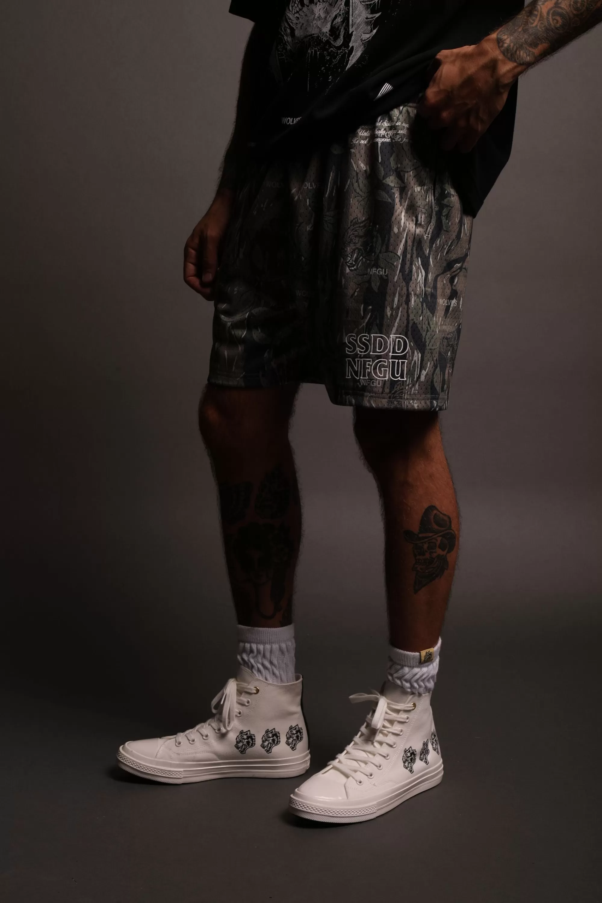 Shop Nfgu Until Valhalla 5" Mesh Shorts In Norse Camo Men Shorts
