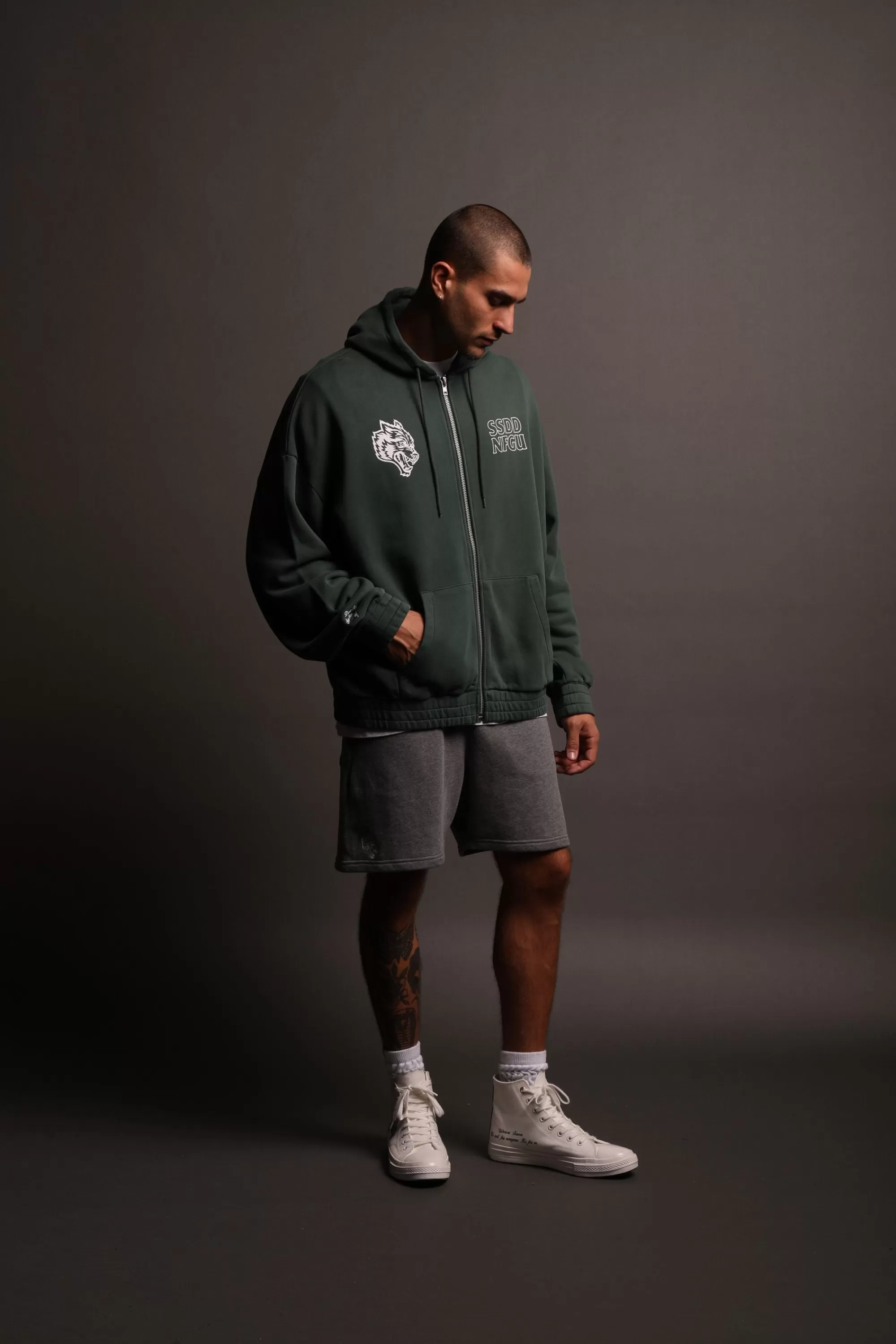 New Nfgu Until Valhalla "Chambers" Zip Hoodie In Norse Green Men Zip Up Hoodies