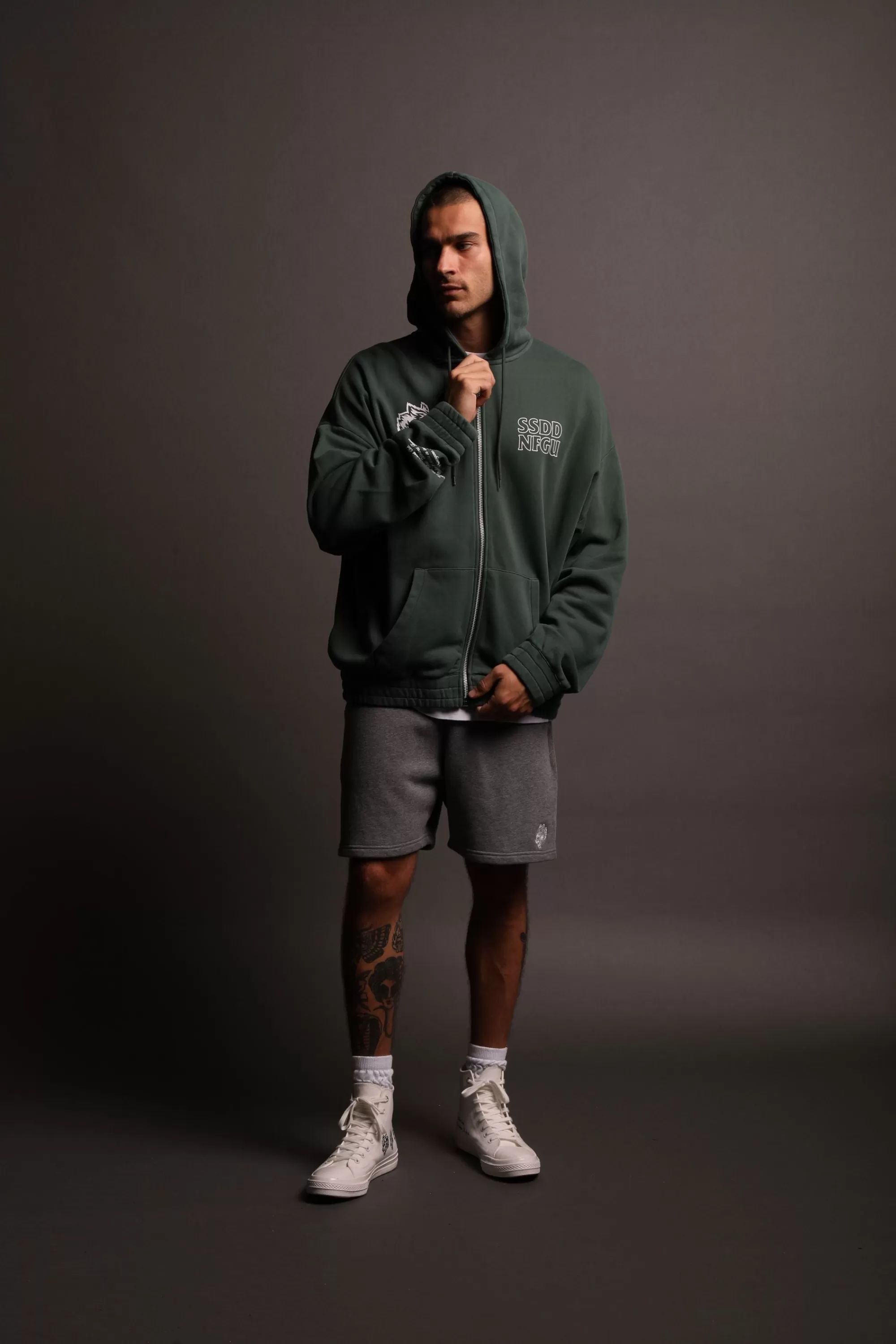 New Nfgu Until Valhalla "Chambers" Zip Hoodie In Norse Green Men Zip Up Hoodies