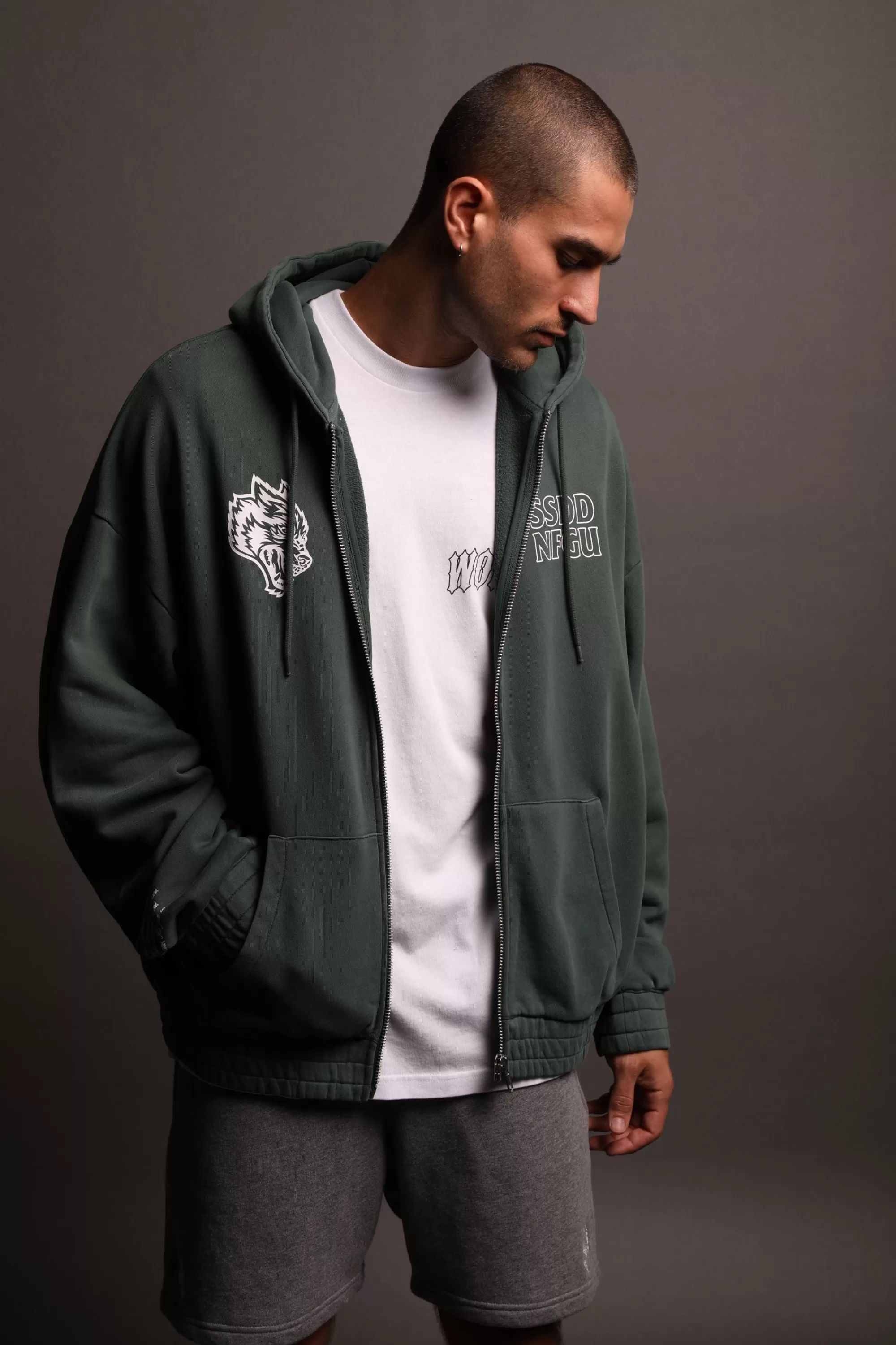 New Nfgu Until Valhalla "Chambers" Zip Hoodie In Norse Green Men Zip Up Hoodies