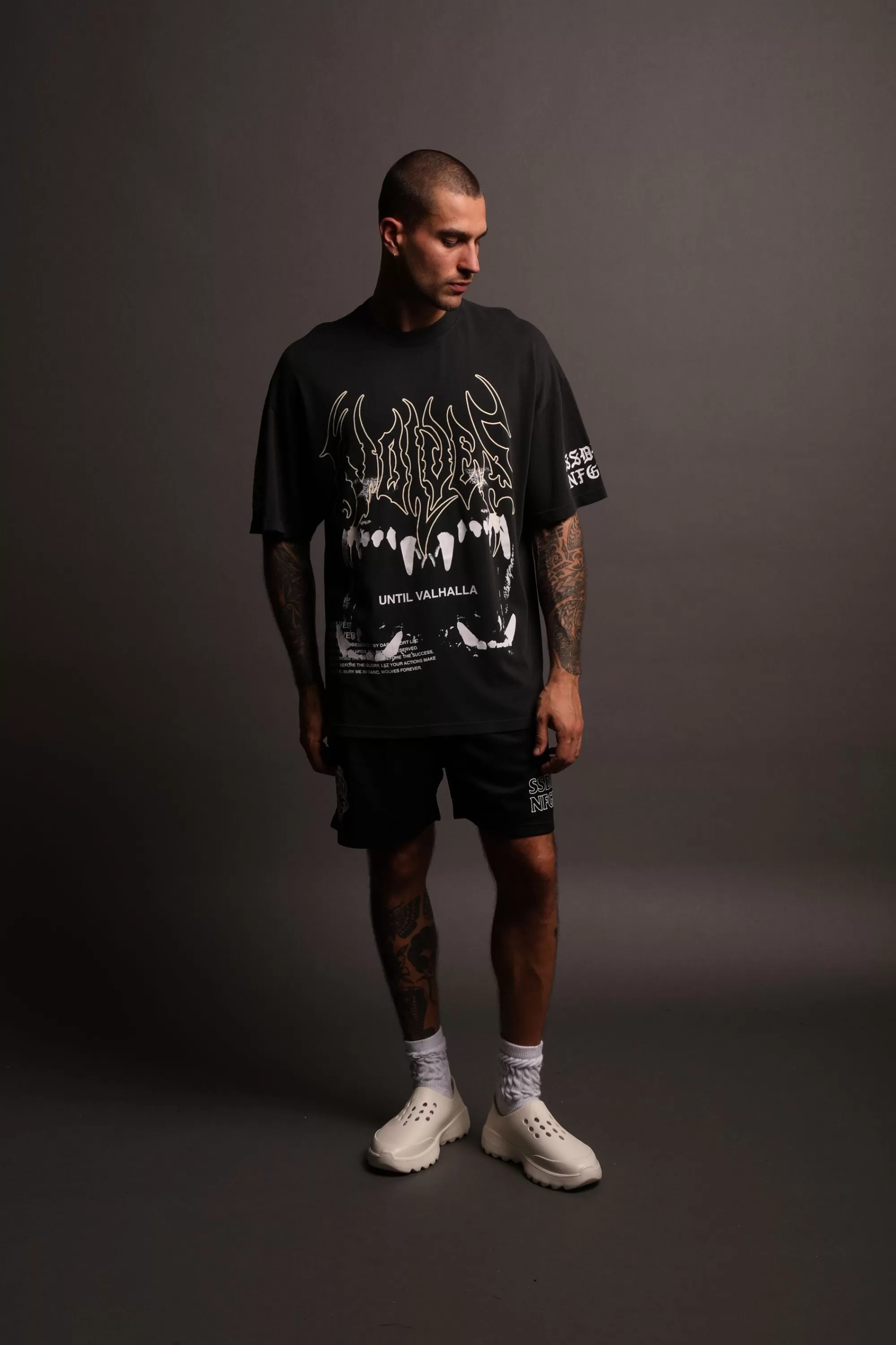 Store Norse Blood Thirsty "Premium Vintage" Oversized Tee In Black Men Premium/Oversized Tees