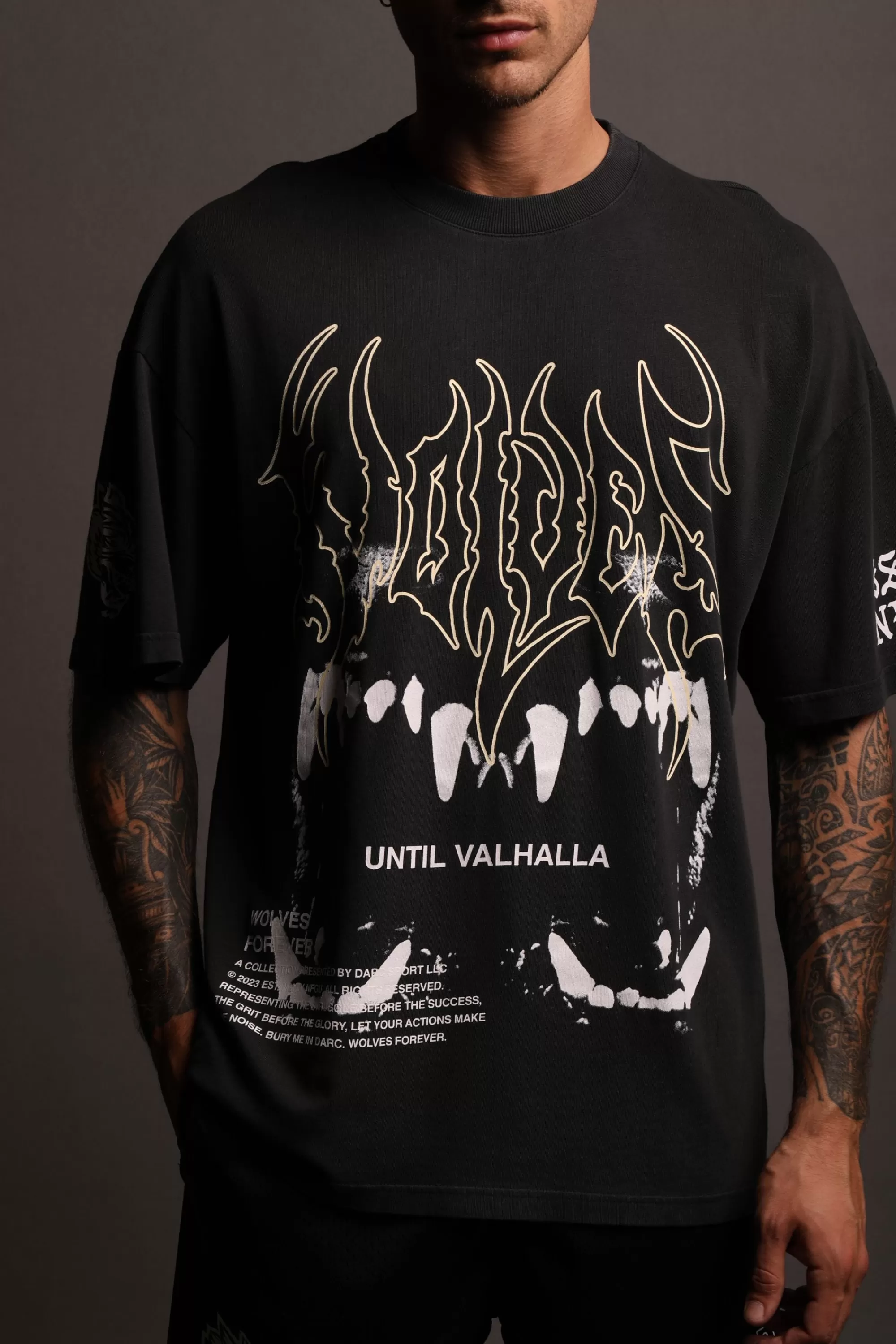 Store Norse Blood Thirsty "Premium Vintage" Oversized Tee In Black Men Premium/Oversized Tees