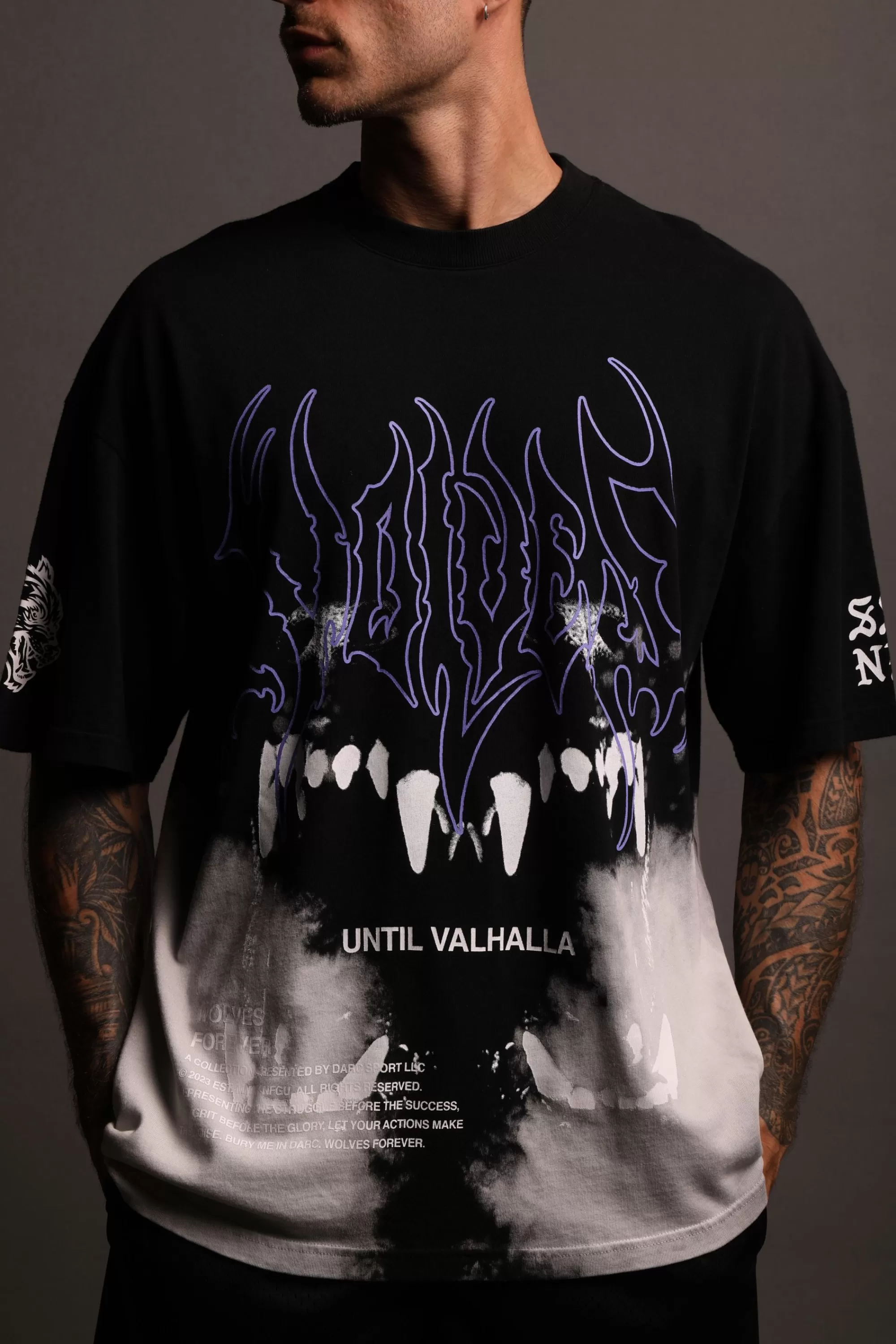 Best Sale Norse Blood Thirsty "Premium Vintage" Oversized Tee In Black Beneath Us Acid Wash Men Premium/Oversized Tees