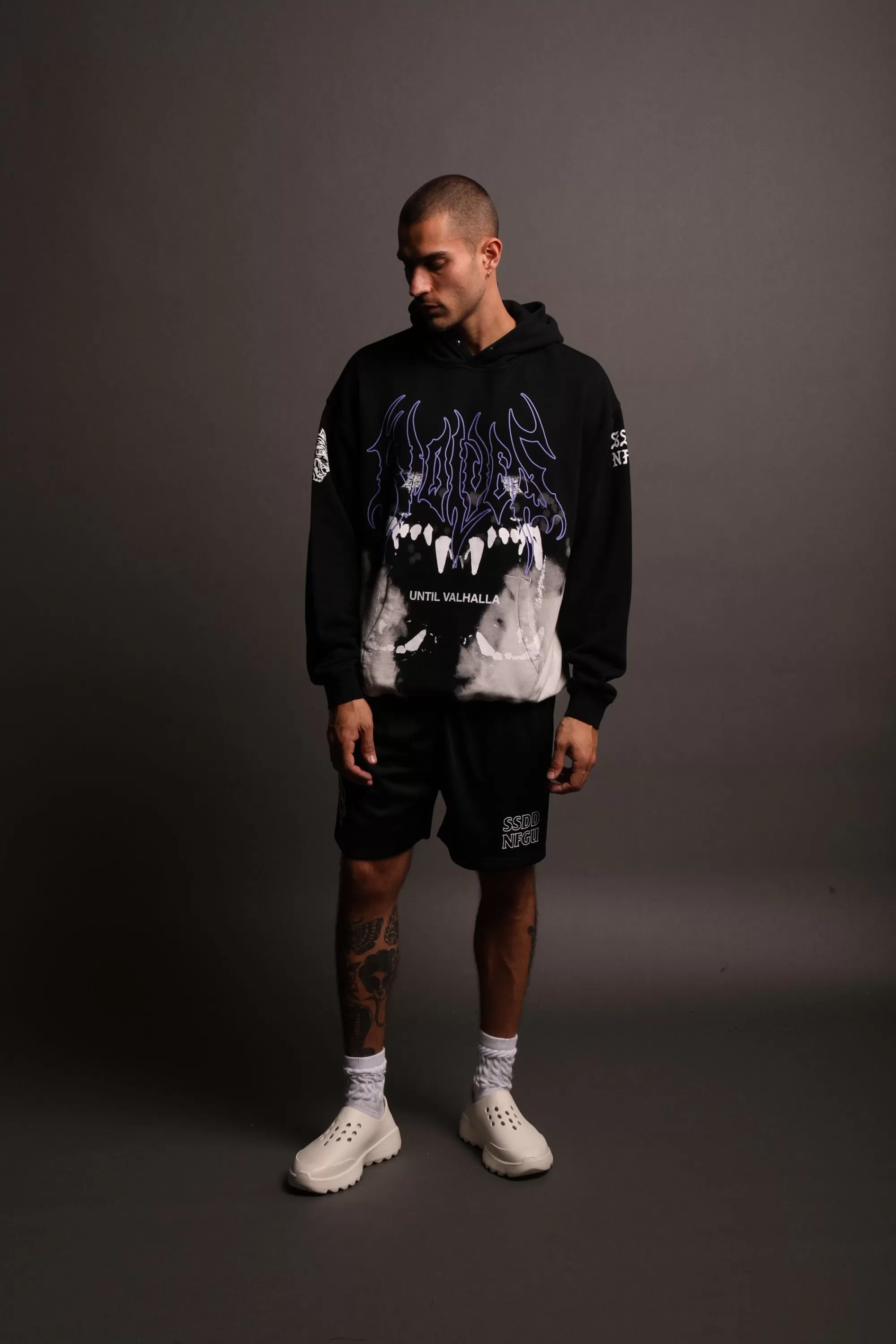 Online Norse Blood Thirsty "Vintage Pierce" Hoodie In Black Beneath Us Acid Wash Men Pierce Hoodies