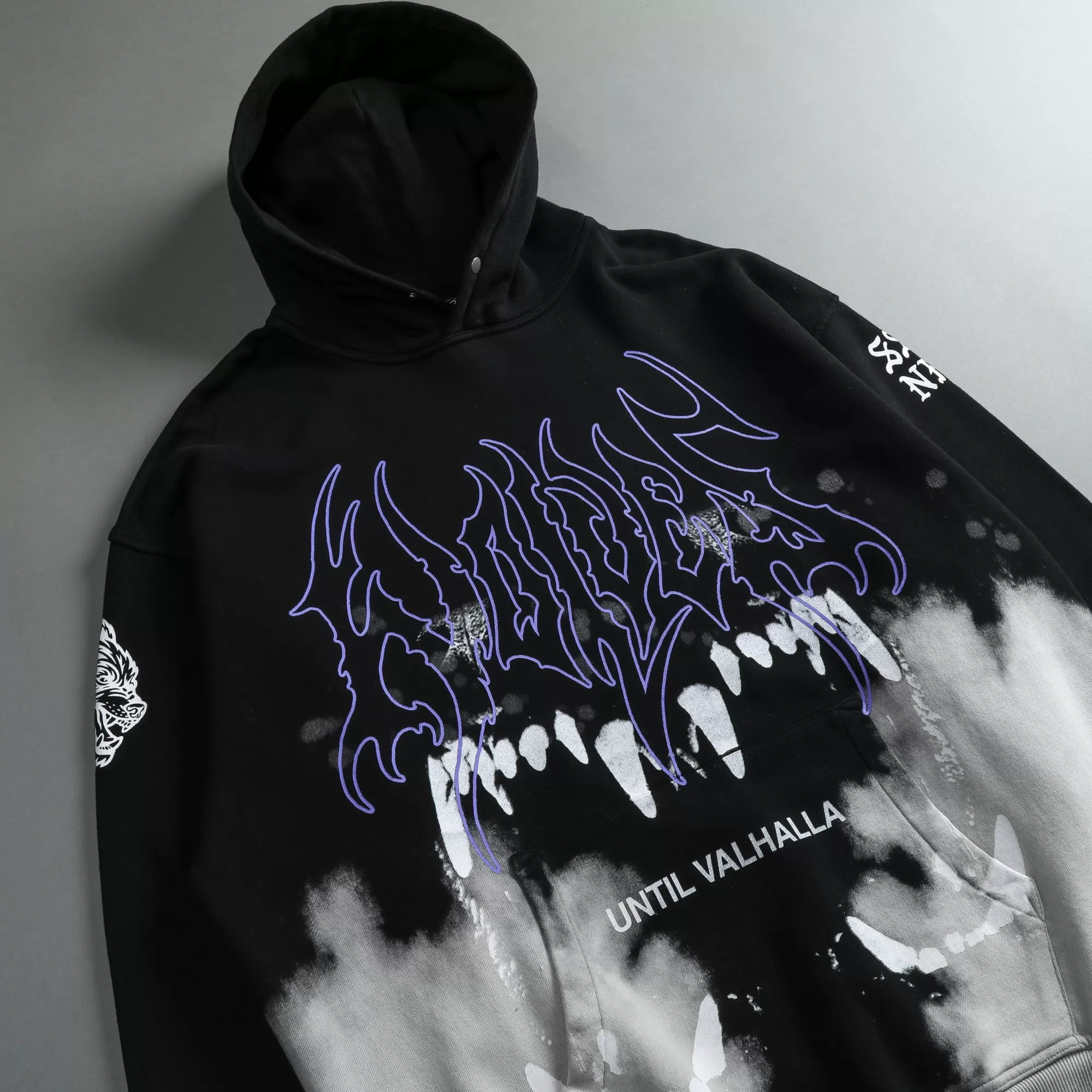 Online Norse Blood Thirsty "Vintage Pierce" Hoodie In Black Beneath Us Acid Wash Men Pierce Hoodies