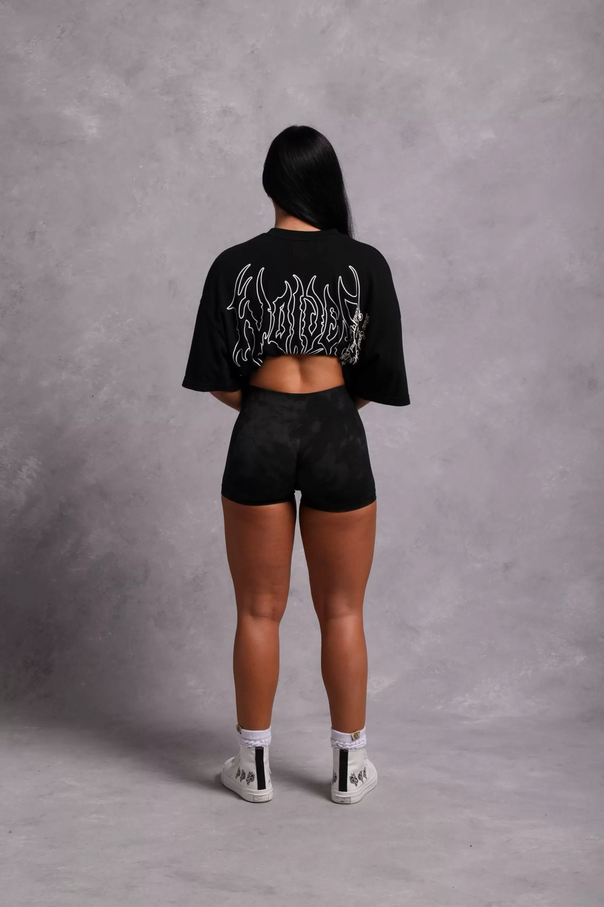 Best Sale Quad Wolf Everson "Katya" Shorts In Tonal Black Jumbo Marble Women Bottoms