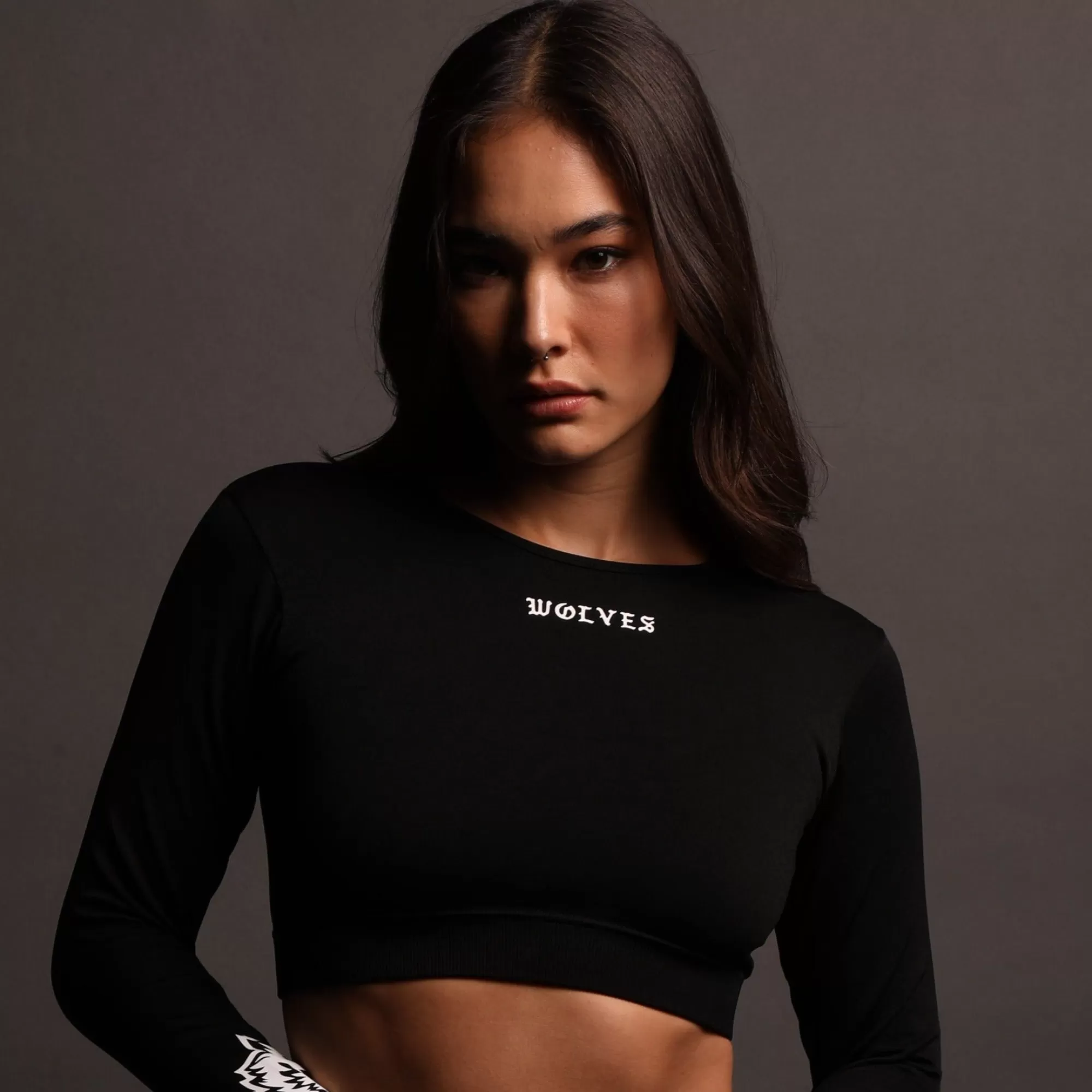 Best Savage L/S "Everson Seamless" Super Cropped Top In Black Women Seamless