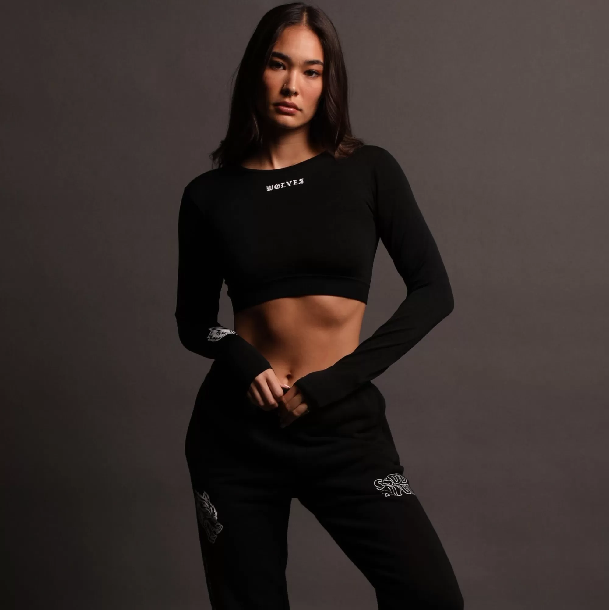 Best Savage L/S "Everson Seamless" Super Cropped Top In Black Women Seamless