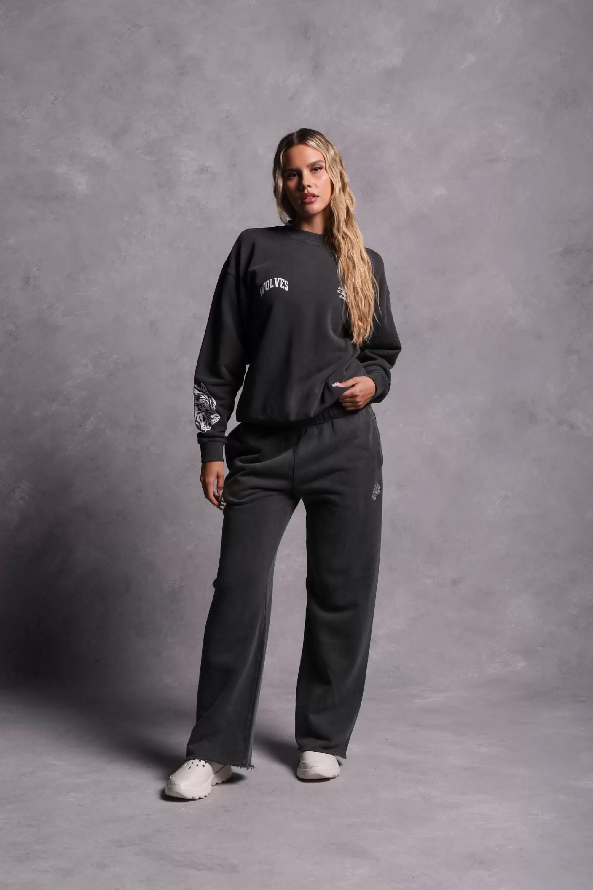 New Sewn Together "Vintage Cornell" She Crewneck In Wolf Gray Women Tops