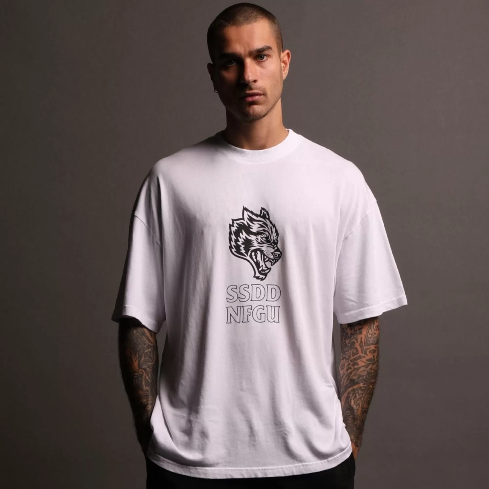 Flash Sale Slain Hall "Premium" Oversized Tee In White Men Premium/Oversized Tees