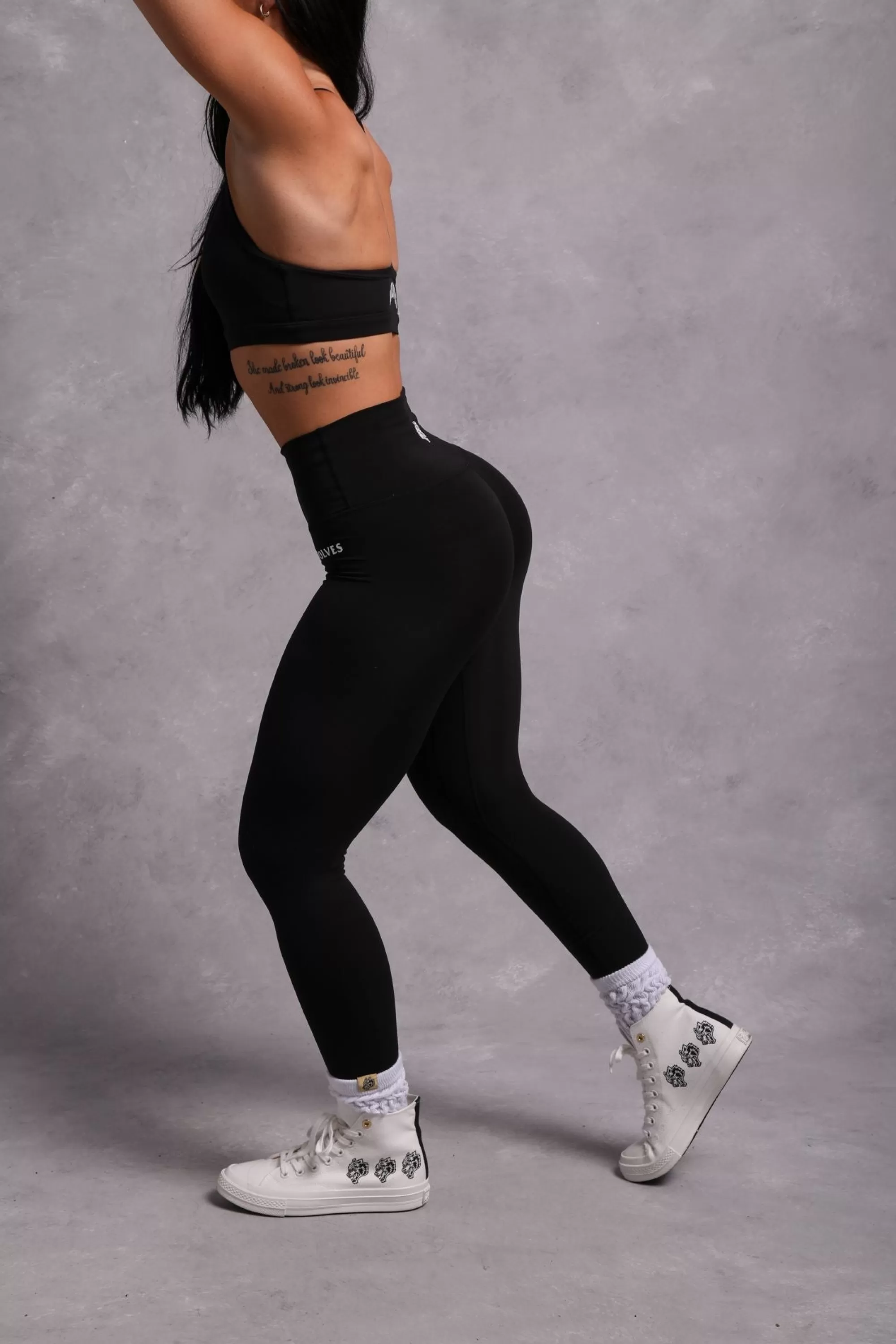 Shop Still Hardcore "Energy" Full Length Leggings In Black Women Bottoms