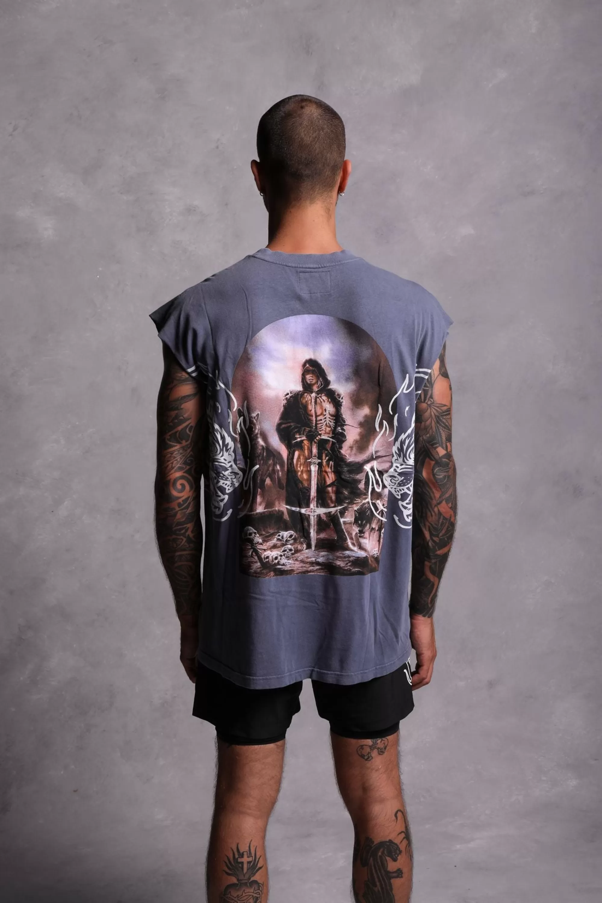 Shop Still Standing "Premium Vintage" Muscle Tee In Norse Blue Men Tanks/Muscle Tees