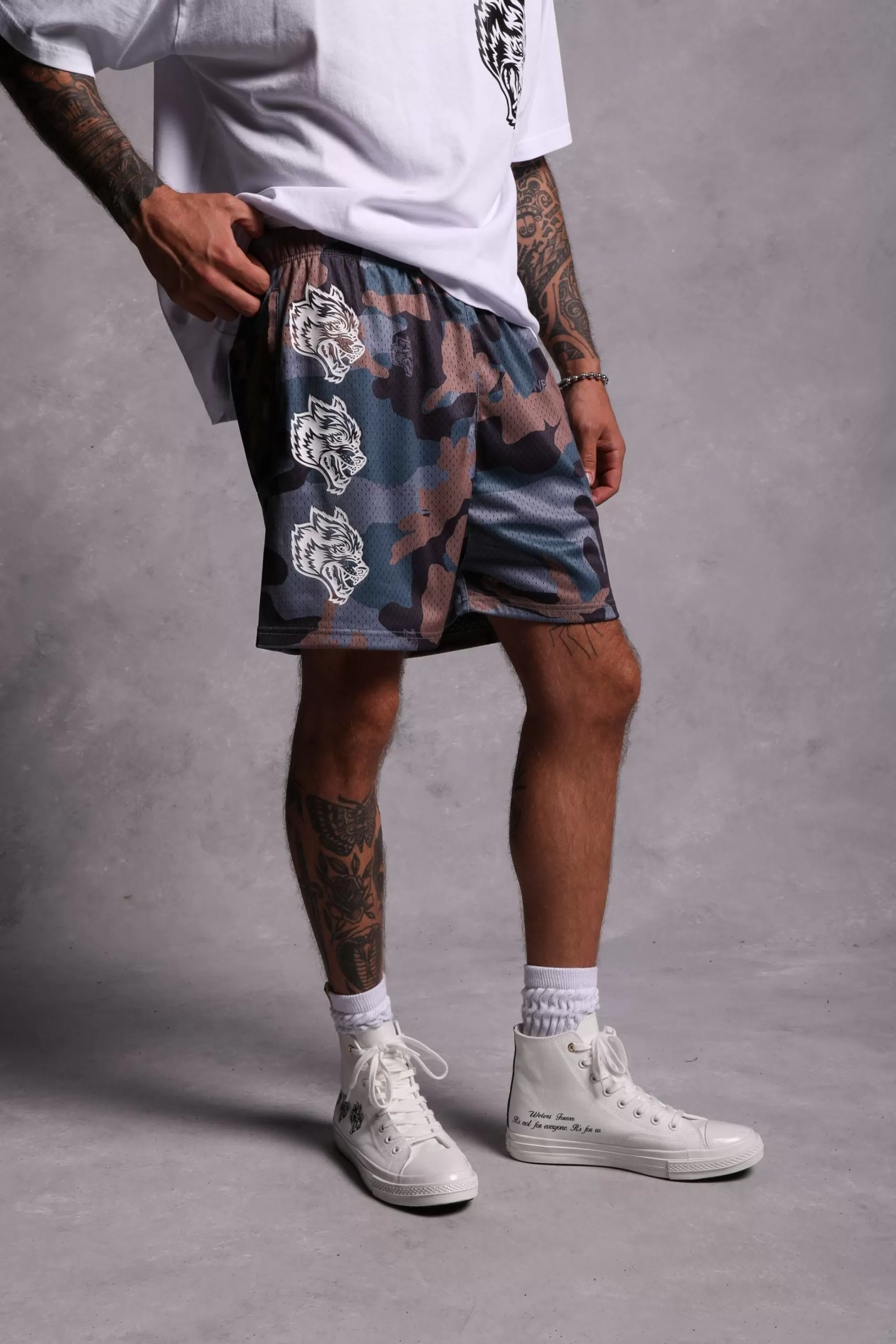 Cheap Try Us 5" Mesh Shorts In Norse Woodland Camo Men Shorts