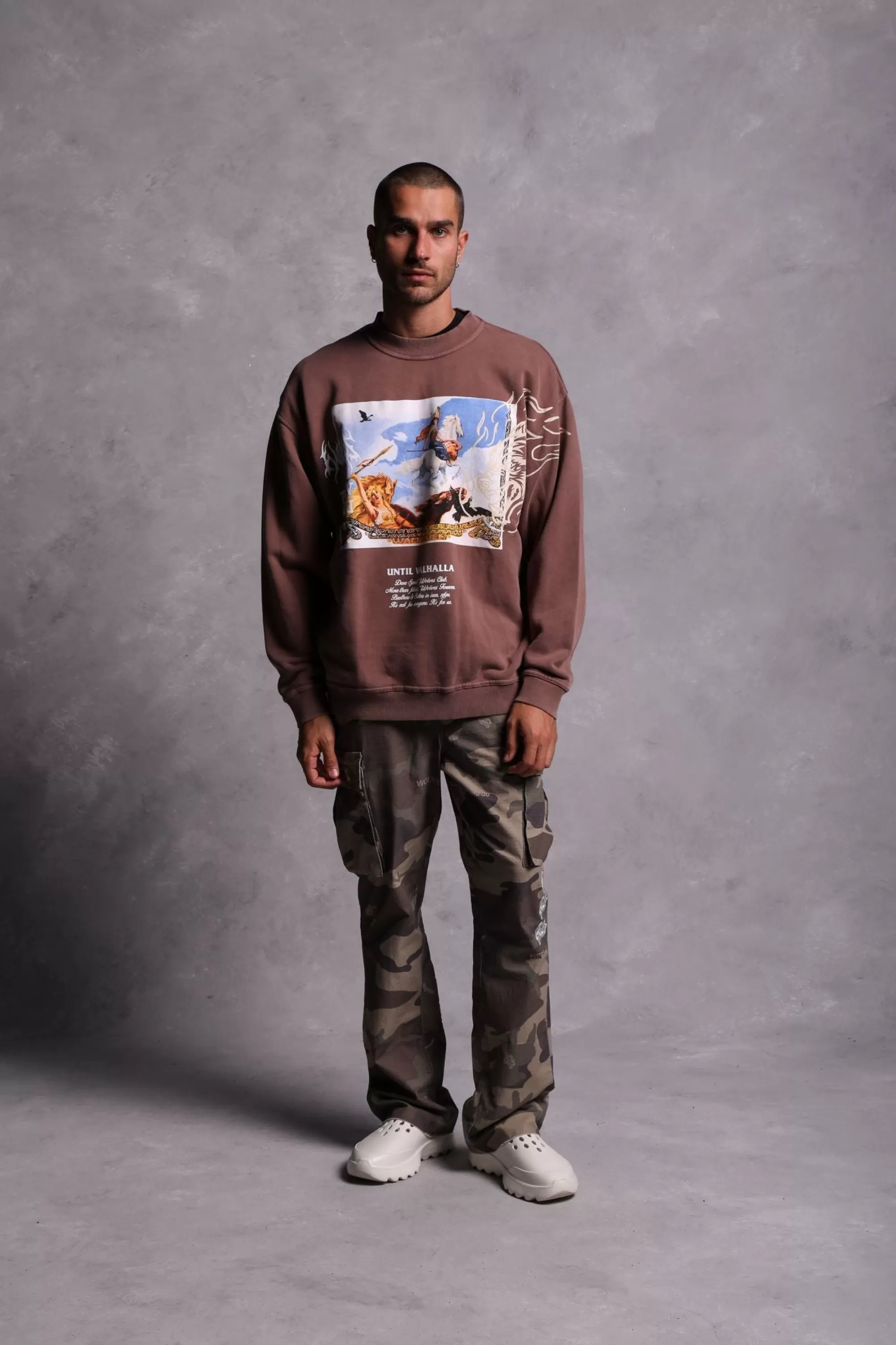 Sale Until Our End "Vintage Cornell" Crewneck In Norse Brown Men Crewnecks