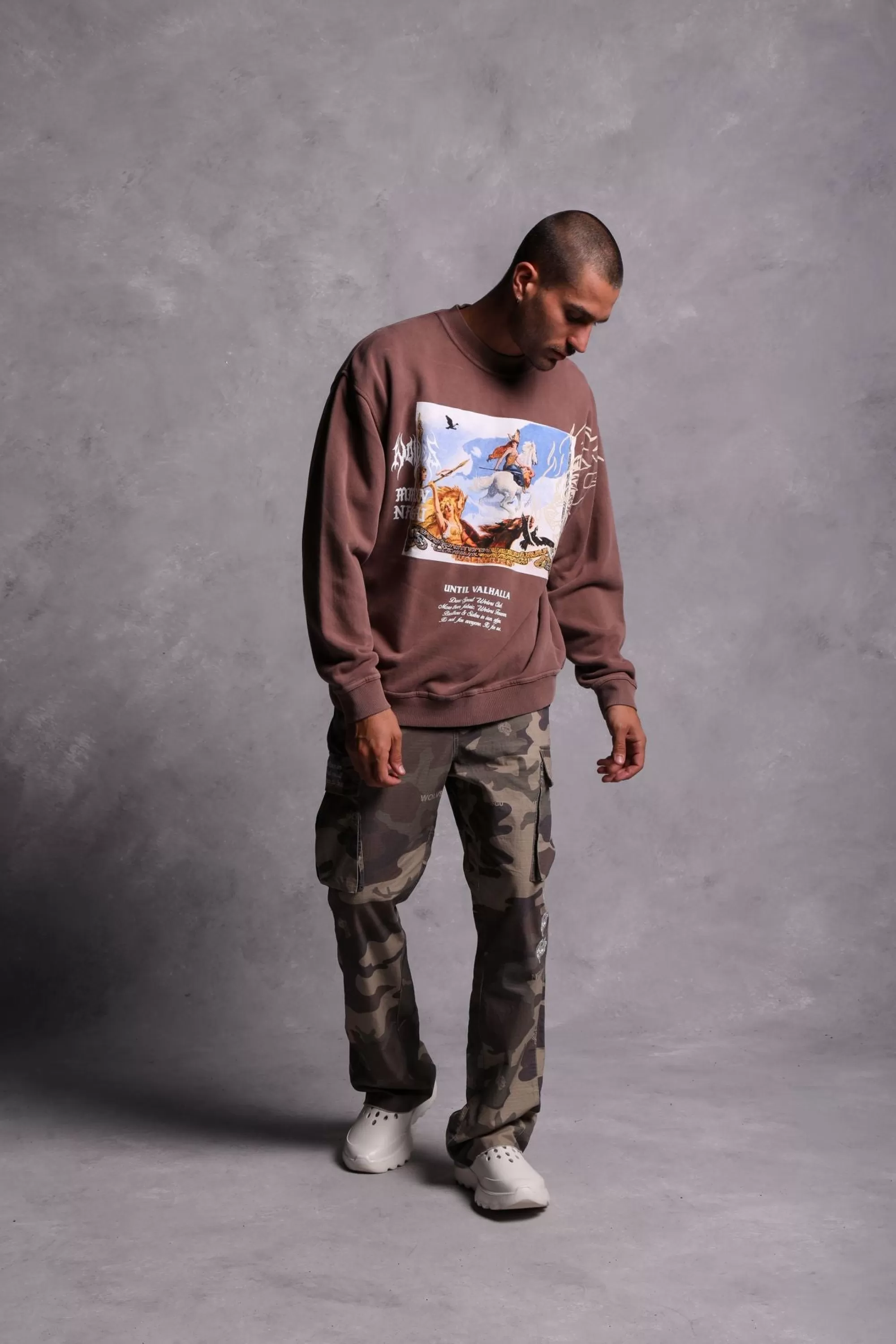 Sale Until Our End "Vintage Cornell" Crewneck In Norse Brown Men Crewnecks