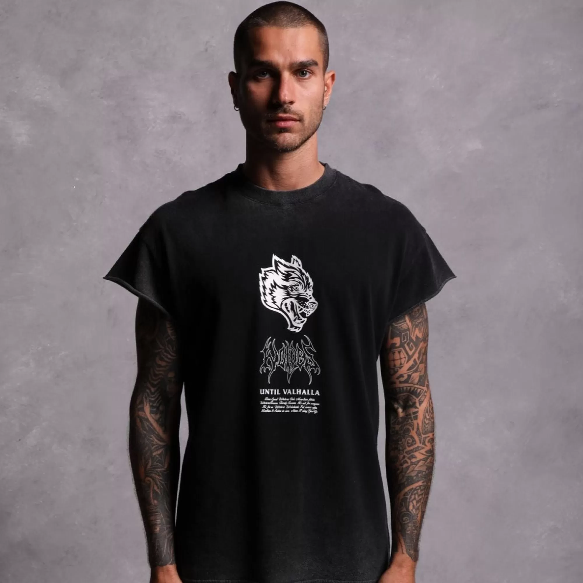Fashion Until Valhalla "Premium Vintage" (Cap Sleeve) Tee In Black Men Cap Sleeve Tees