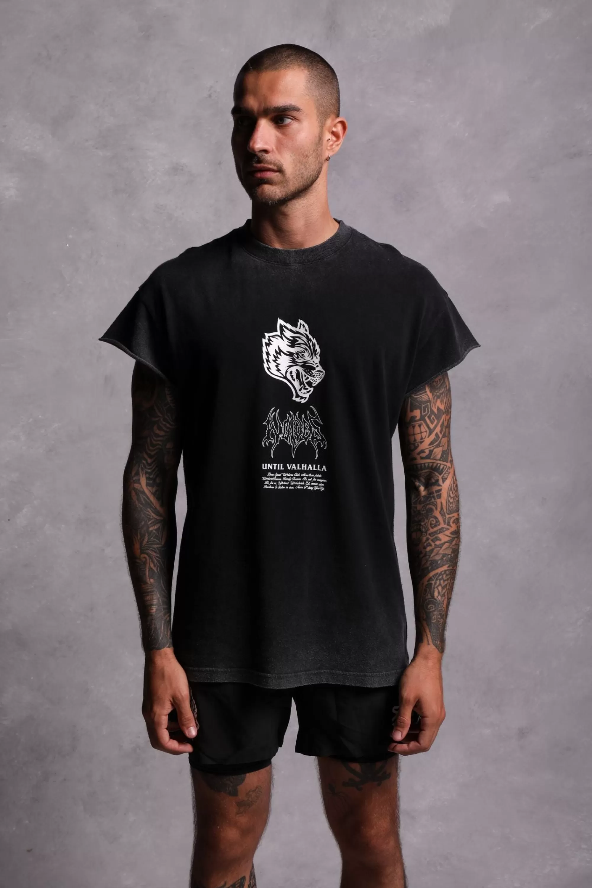 Fashion Until Valhalla "Premium Vintage" (Cap Sleeve) Tee In Black Men Cap Sleeve Tees