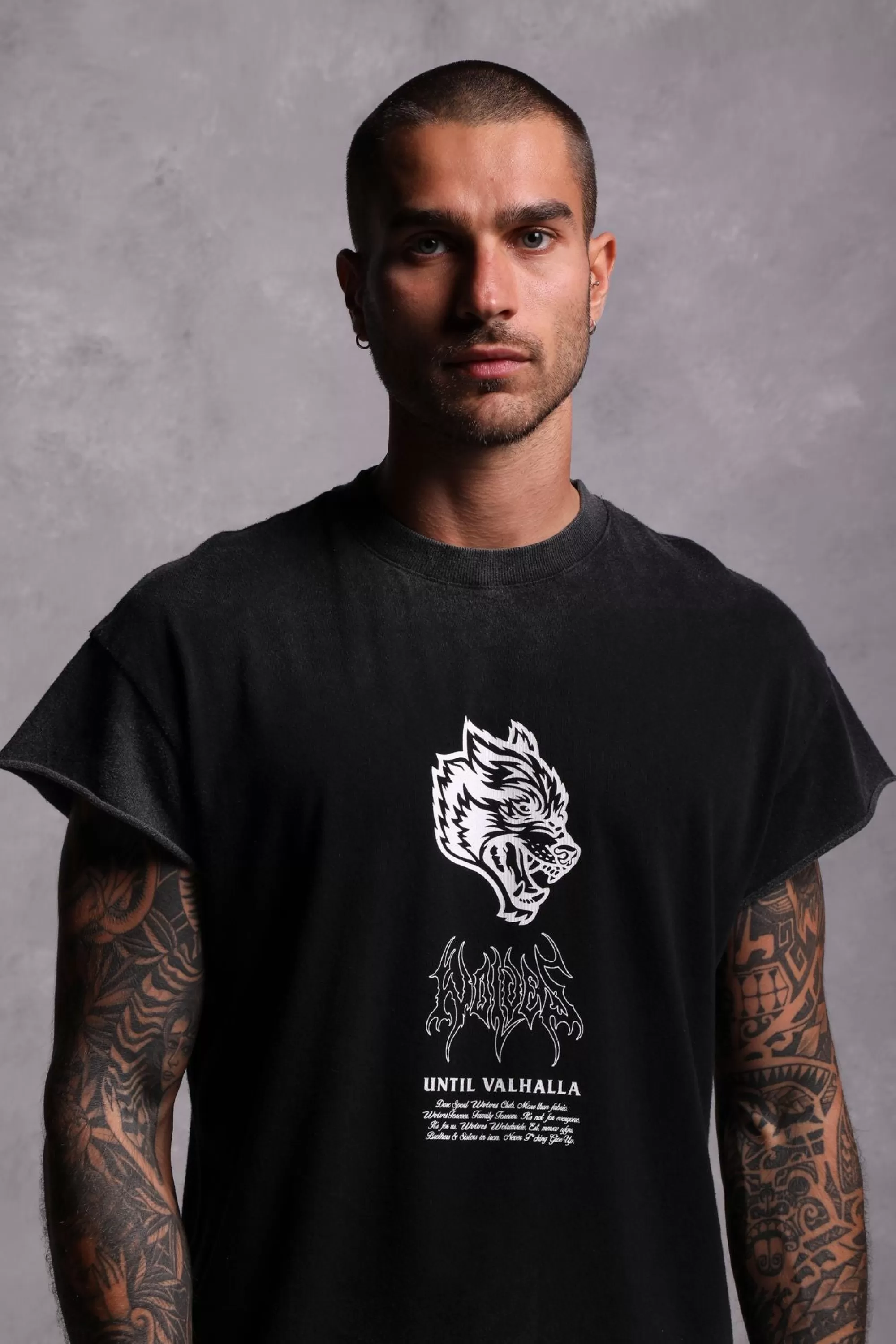 Fashion Until Valhalla "Premium Vintage" (Cap Sleeve) Tee In Black Men Cap Sleeve Tees