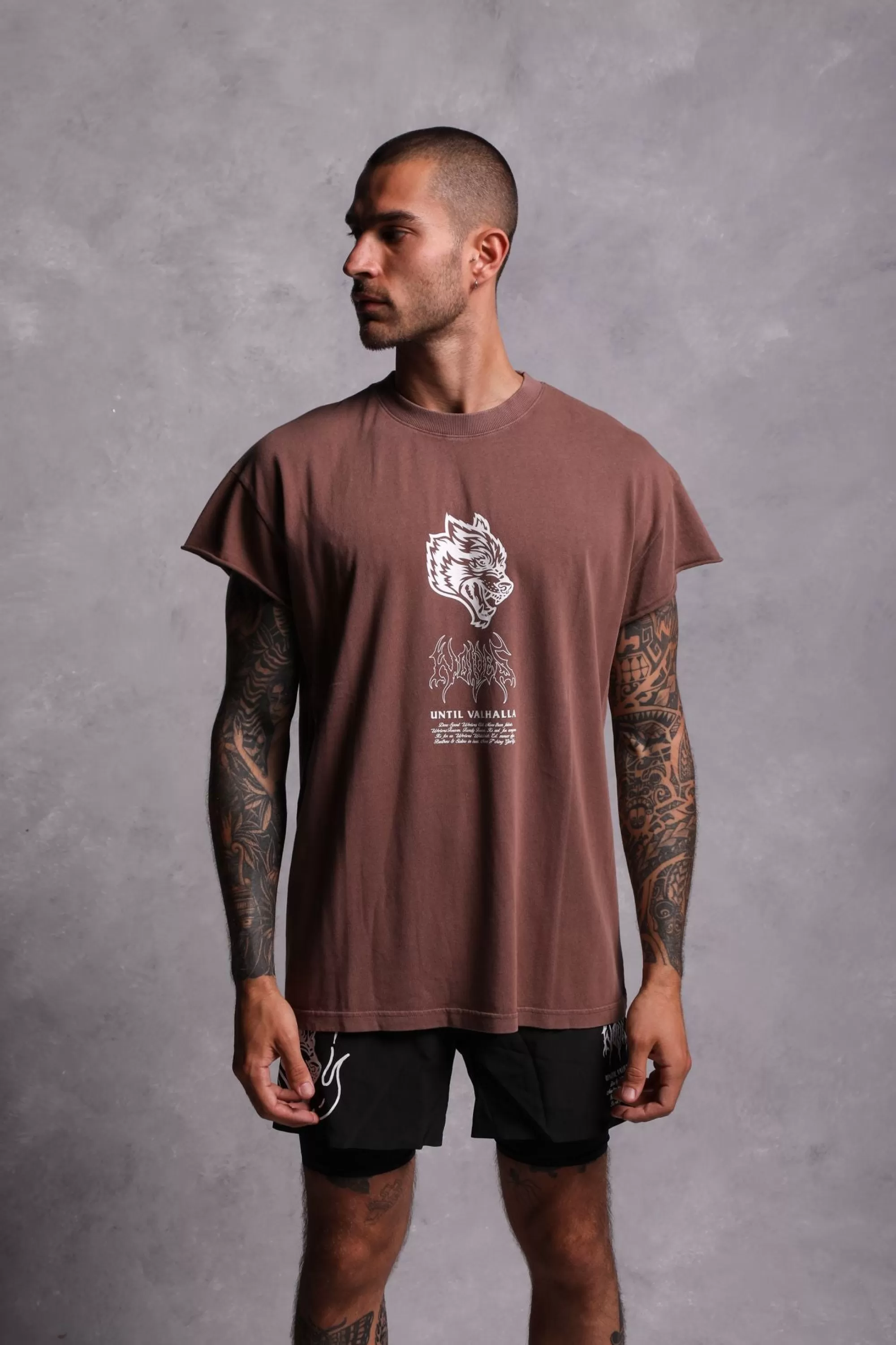 Best Sale Until Valhalla "Premium Vintage" (Cap Sleeve) Tee In Norse Brown Men Cap Sleeve Tees