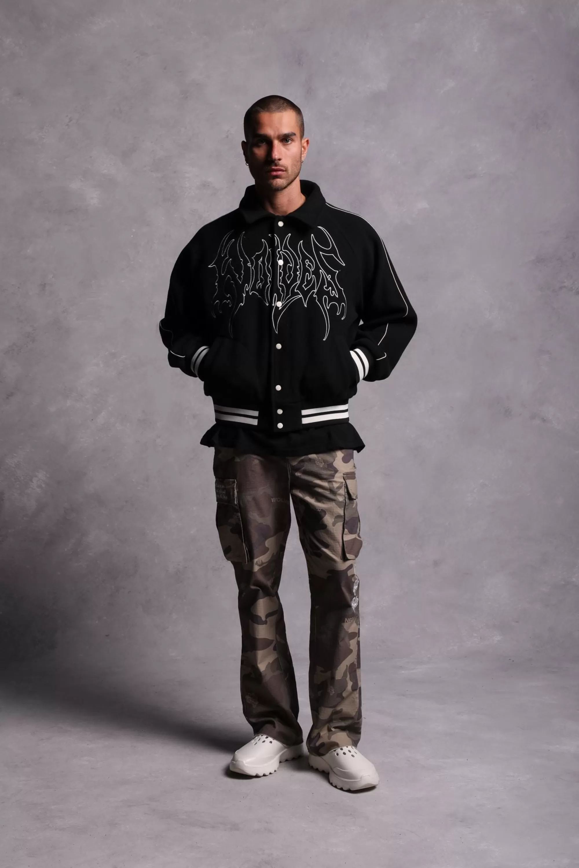 Cheap Until Valhalla Roxy Box Cut Rudy Lettermans Jacket In Black Men Jackets/Outerwear