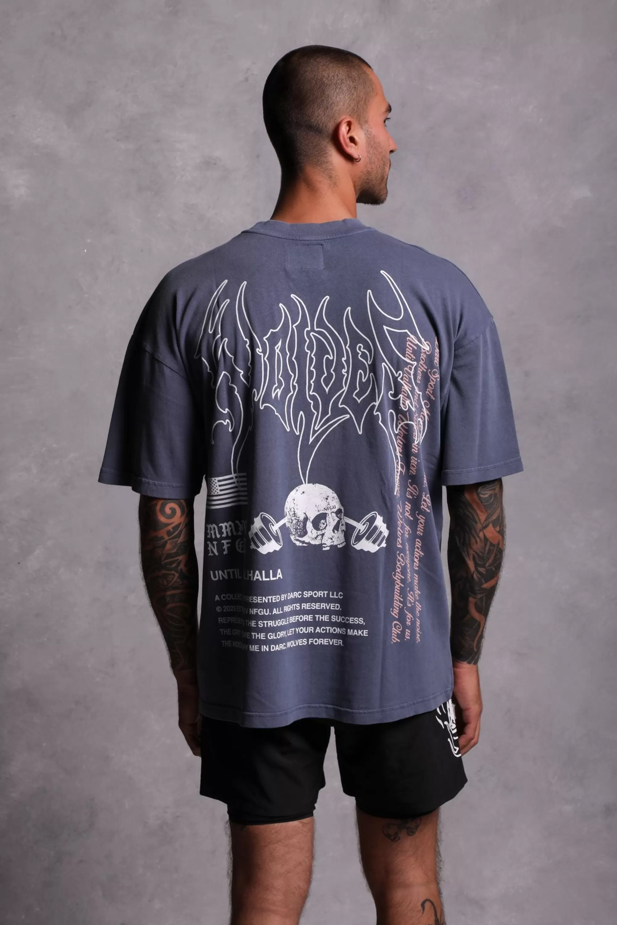 Store Us Vs. Them "Premium Vintage" Oversized Tee In Norse Blue Men Premium/Oversized Tees