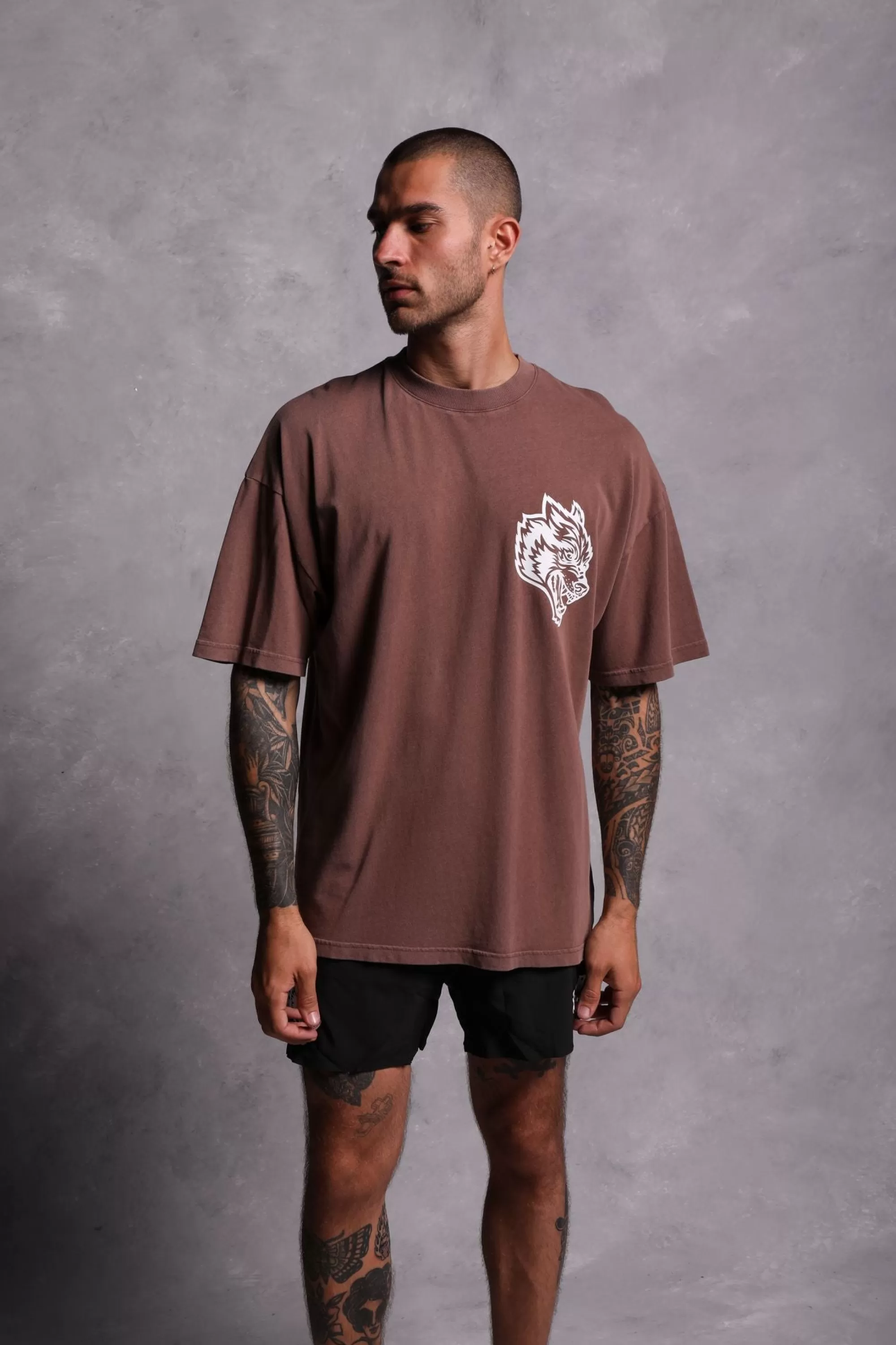 Store Us Vs. Them "Premium Vintage" Oversized Tee In Norse Brown Men Premium/Oversized Tees