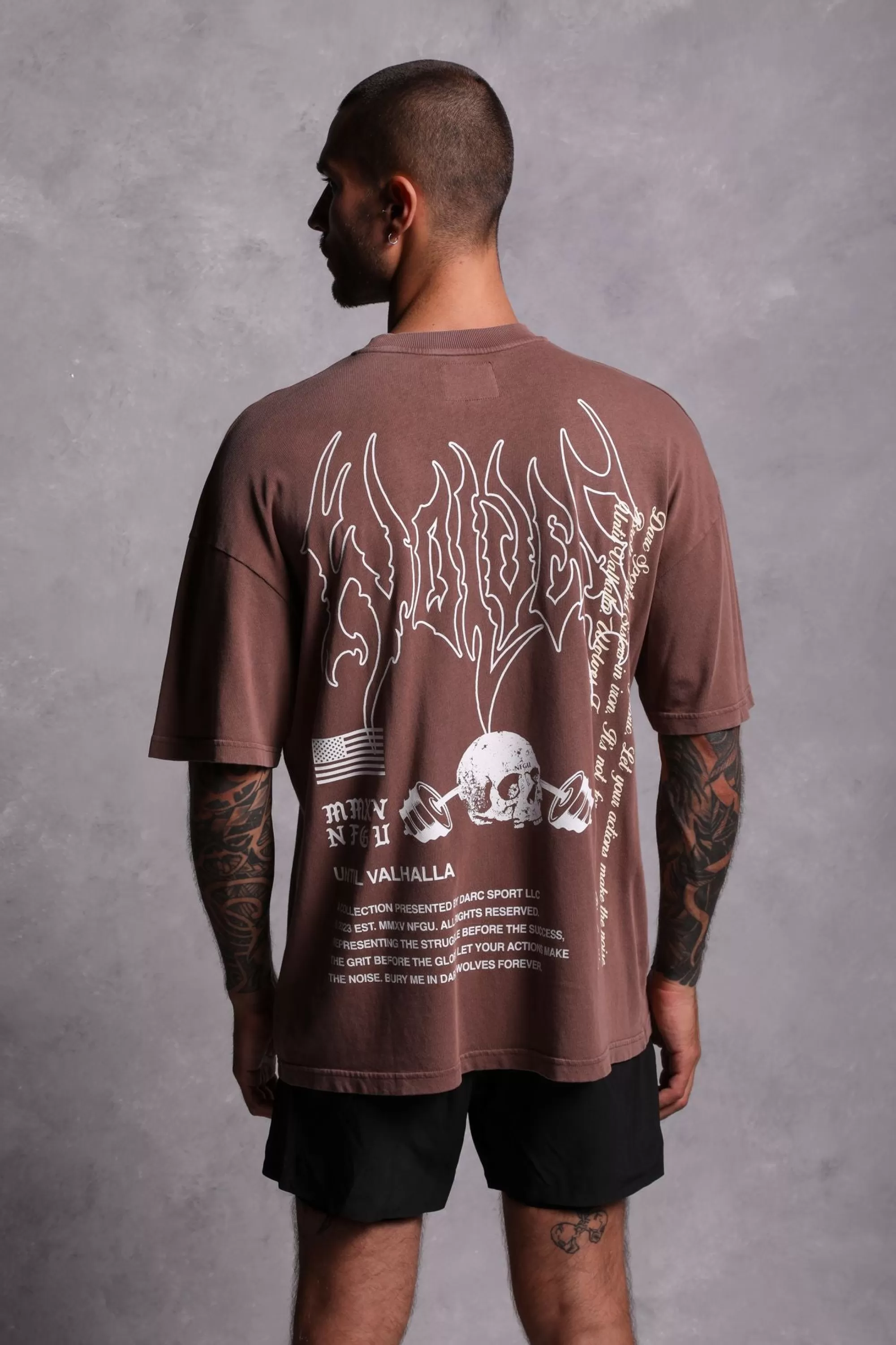 Store Us Vs. Them "Premium Vintage" Oversized Tee In Norse Brown Men Premium/Oversized Tees