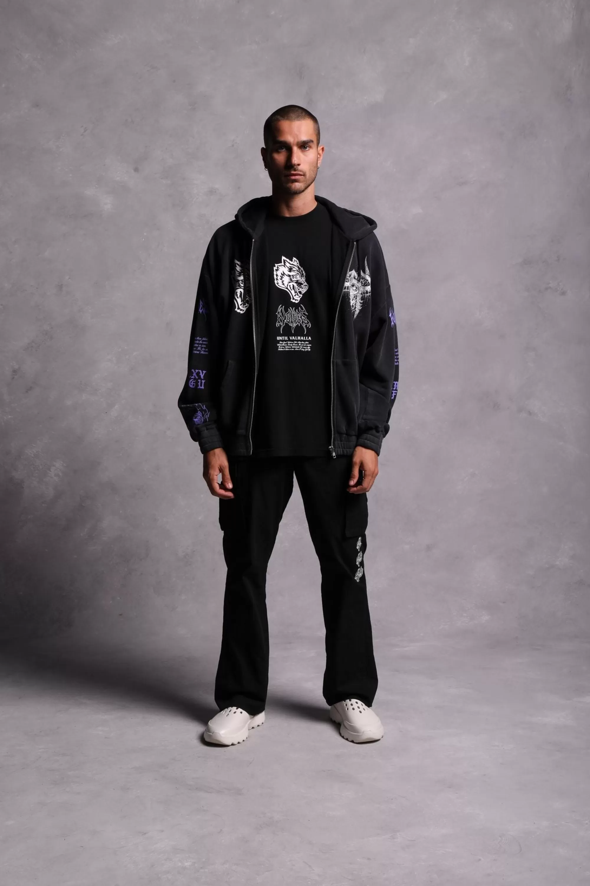 New Us Vs. Them "Vintage Chambers" Zip Hoodie In Black Men Zip Up Hoodies