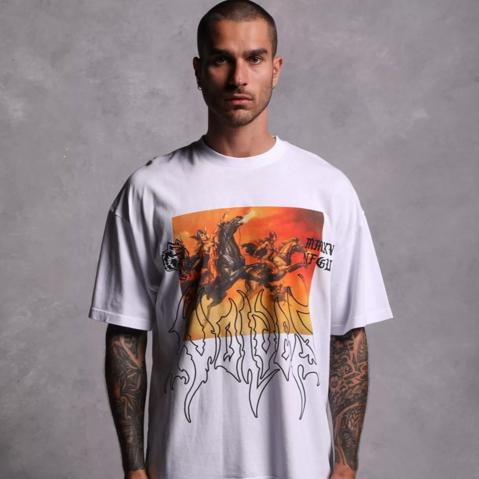 Hot Valkyrie "Premium" Oversized Tee In White Men Premium/Oversized Tees
