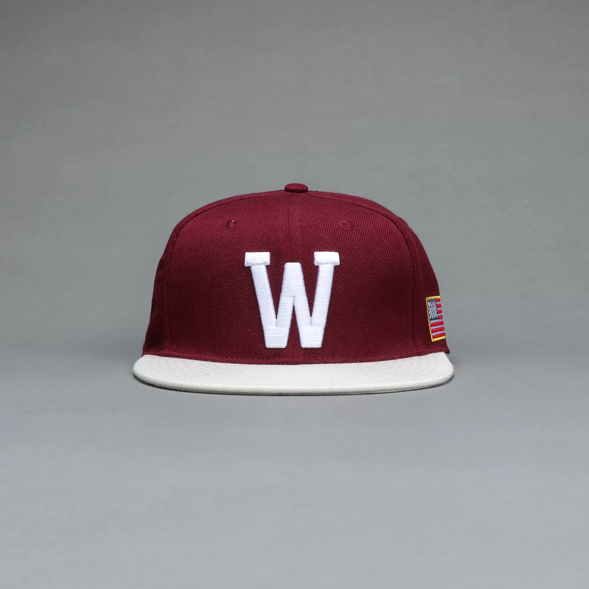 Hot W Loyalty Fitted Hat In Maroon/Cream Headwear
