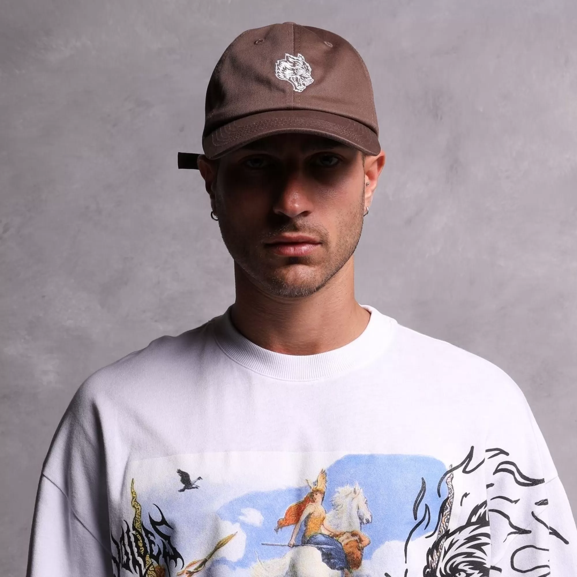 Best Sale Wolf Head Dad Hat In Norse Brown Headwear